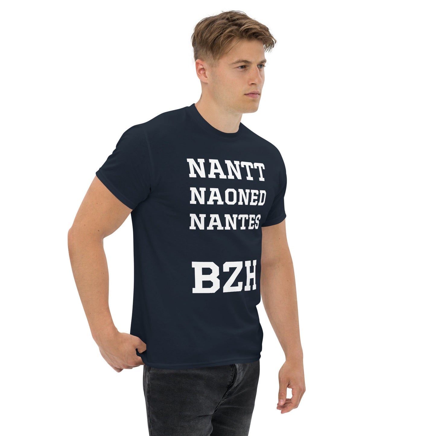 T-shirt Naoned, Nantes Nantt BZH pour hommeBevet Breizh Bleu Marine S