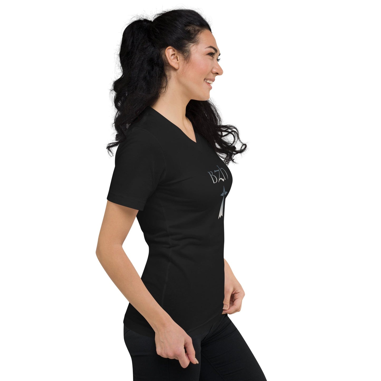 T-shirt femme BZH et hermine avec col en V Bevet Breizh