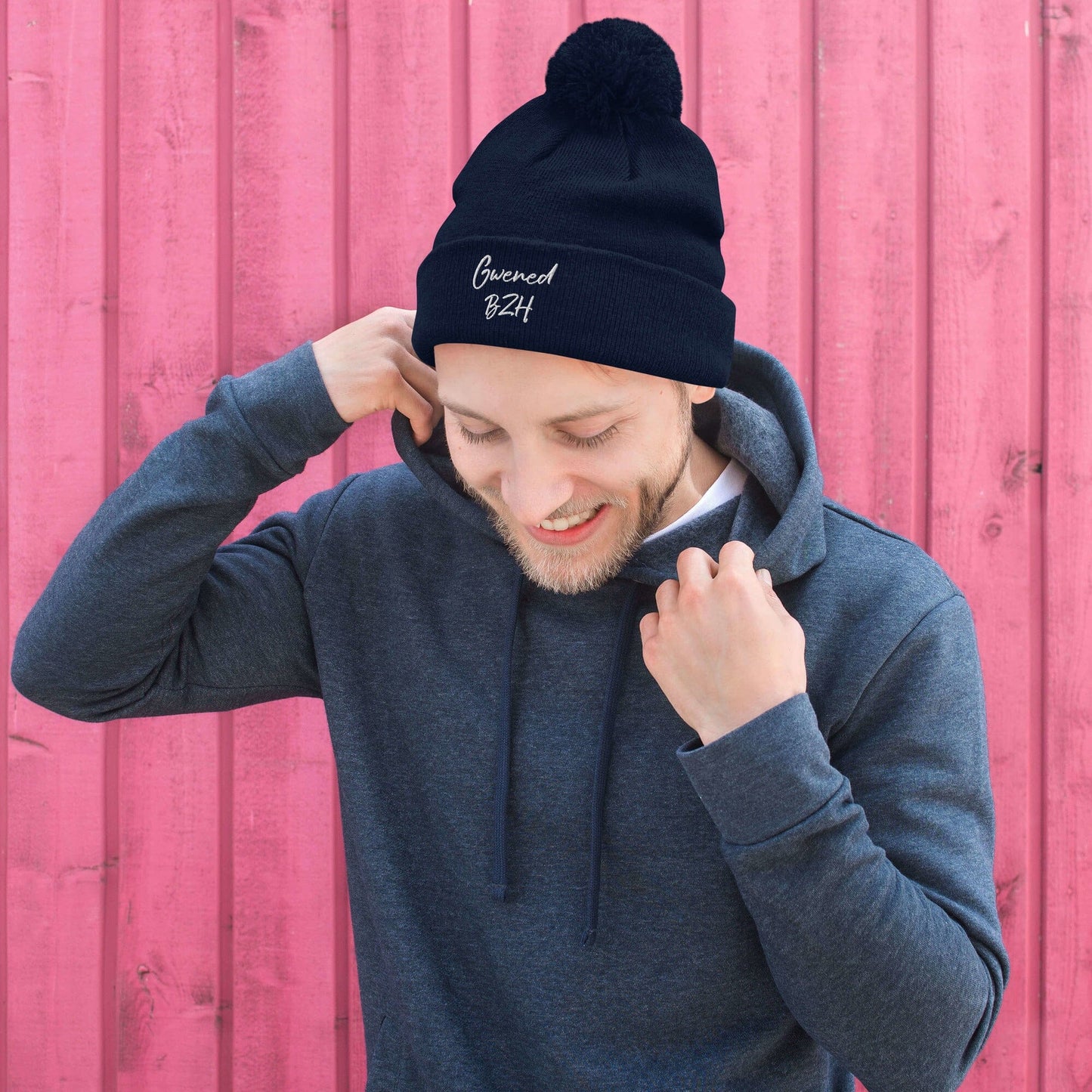 Bonnet à Pompon Gwened BZH Bevet Breizh Bleu Marine