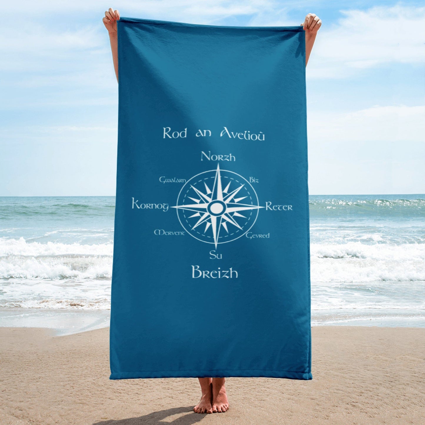 Serviette de plage bleu céruléen rod an avelioù serviette Bevet Breizh