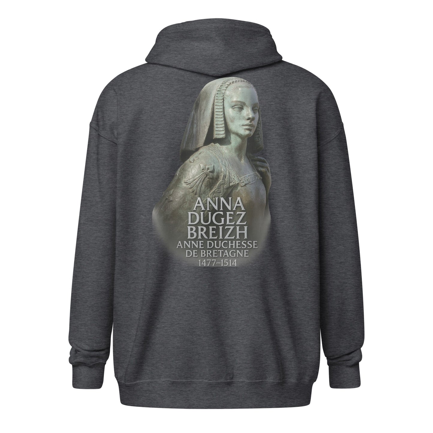Sweat à capuche à fermeture éclair Anne de Bretagne sweat-shirt Bevet Breizh Gris Foncé Chiné S