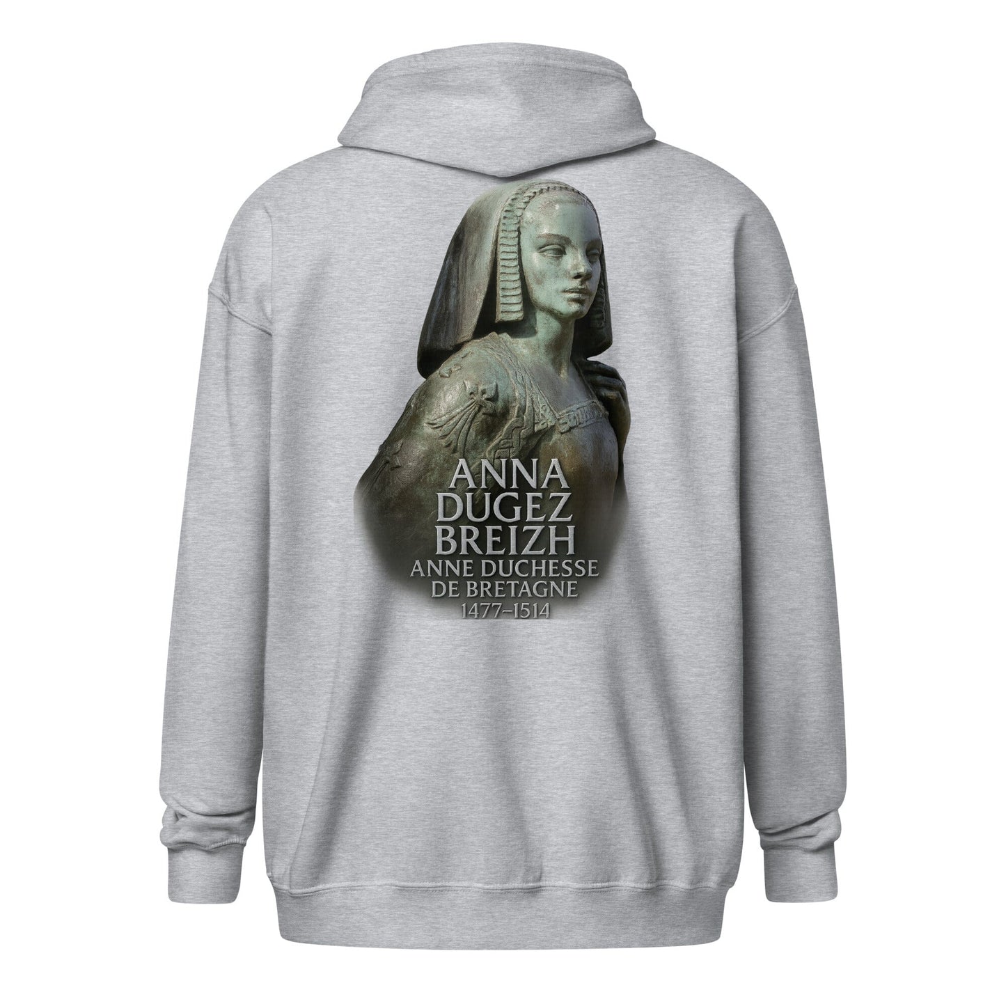 Sweat à capuche à fermeture éclair Anne de Bretagne sweat-shirt Bevet Breizh Gris Sport S