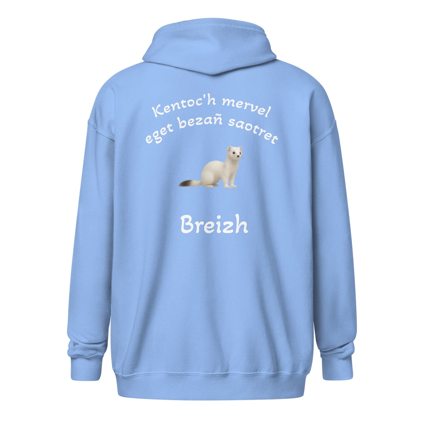 Sweat à capuche à fermeture éclair kentoc'h mervel eget bezañ saotret sweat-shirt Bevet Breizh Bleu S