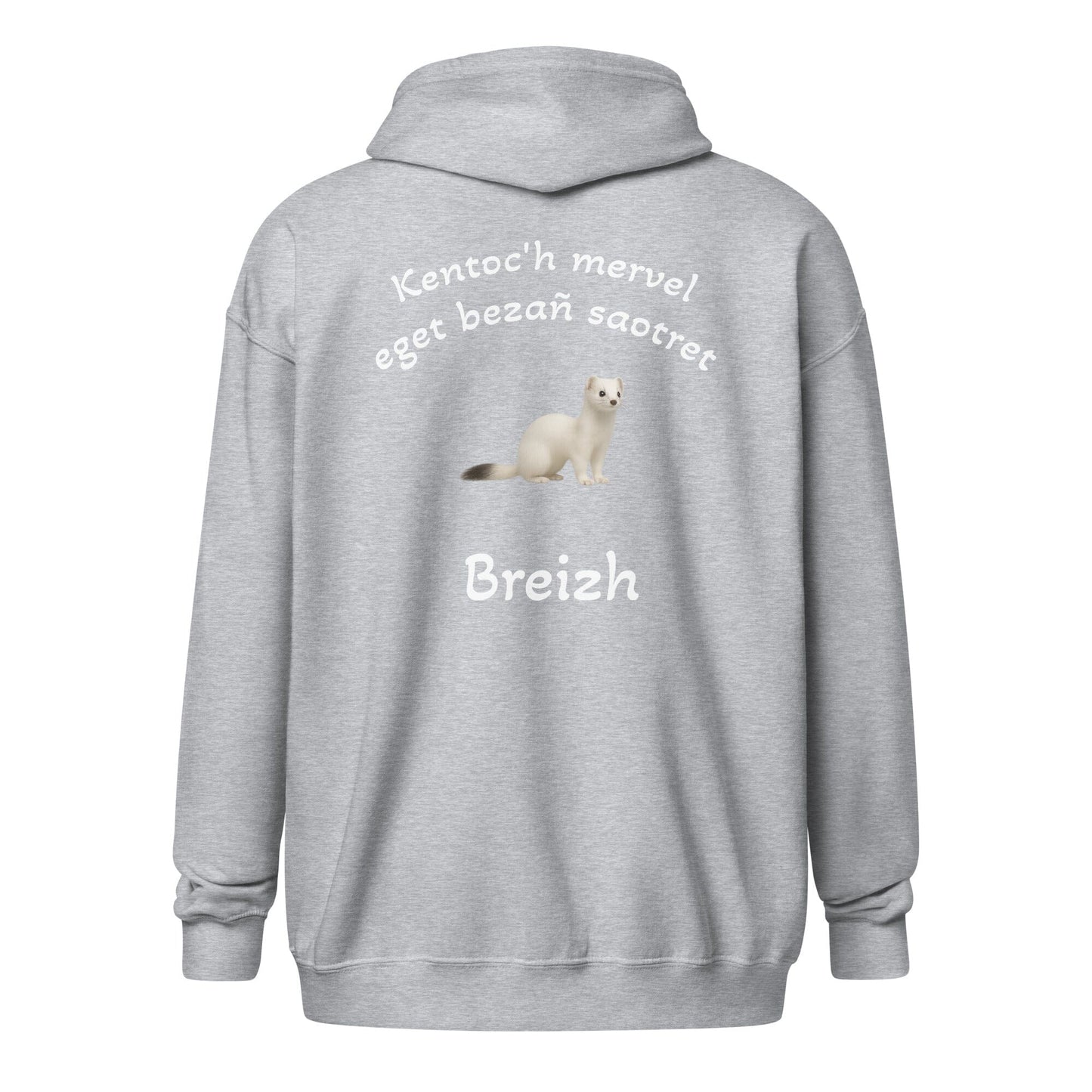 Sweat à capuche à fermeture éclair kentoc'h mervel eget bezañ saotret sweat-shirt Bevet Breizh Gris Sport S