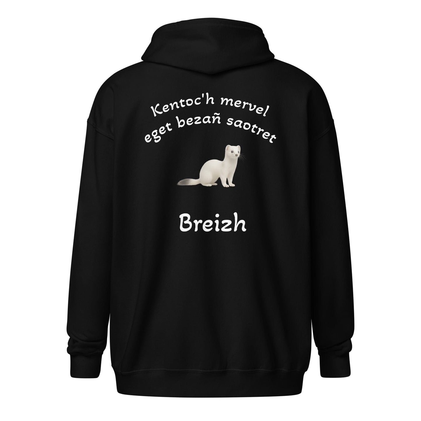 Sweat à capuche à fermeture éclair kentoc'h mervel eget bezañ saotret sweat-shirt Bevet Breizh Noir S