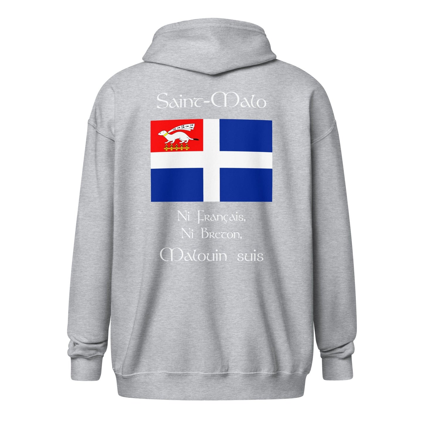 Sweat à capuche à fermeture éclair Ni Français Ni Breton Malouin suis sweat-shirt Bevet Breizh Gris Sport S
