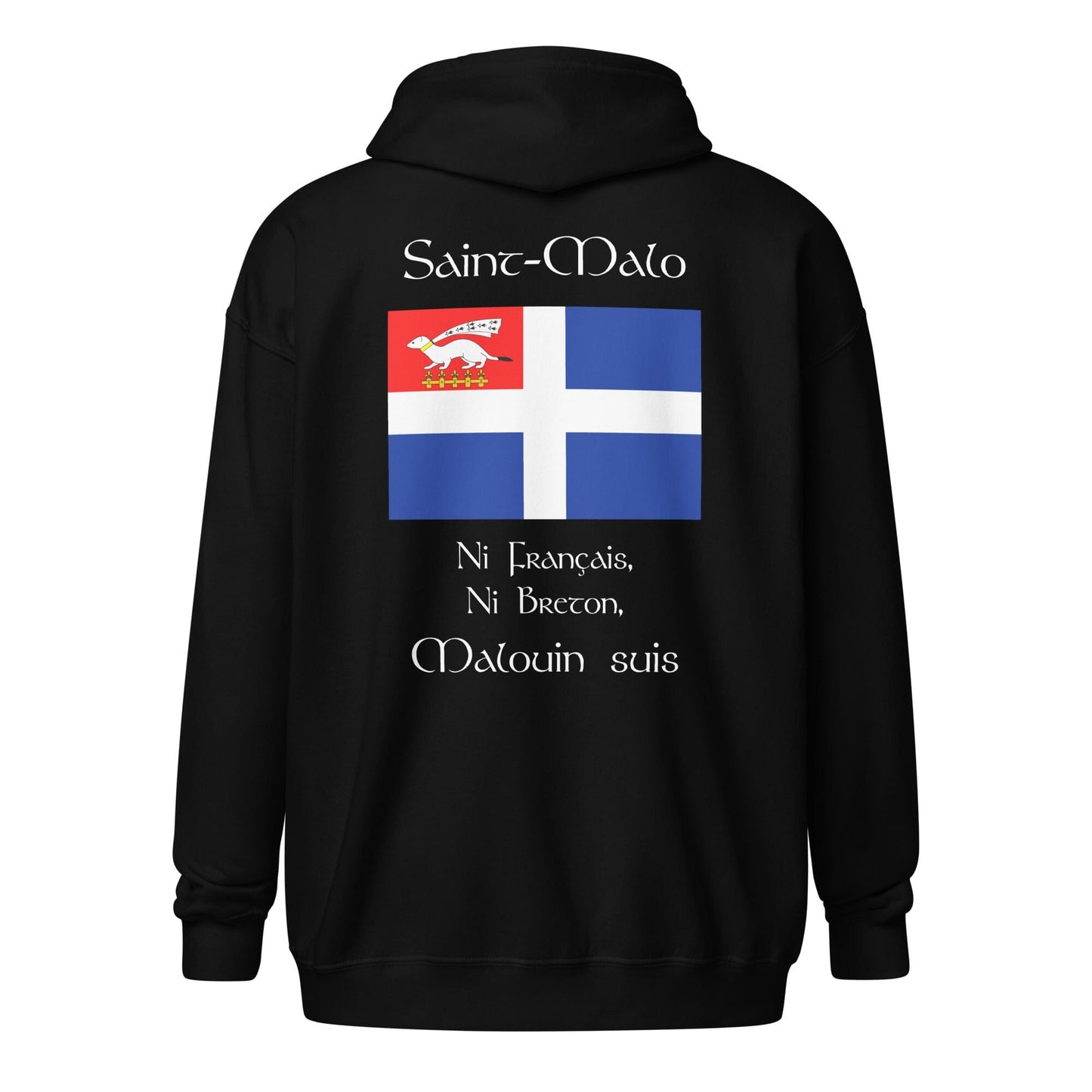 Sweat à capuche à fermeture éclair Ni Français Ni Breton Malouin suis sweat-shirt Bevet Breizh Noir S
