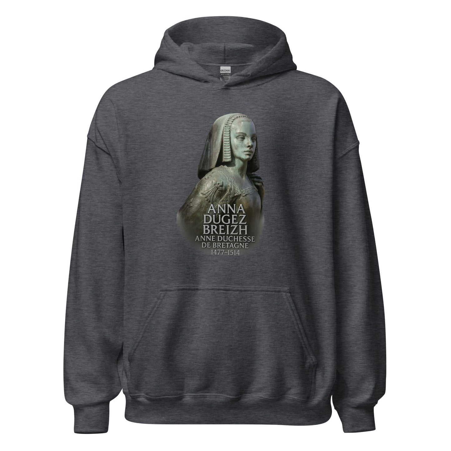 Sweat à capuche Anne de Bretagne Bevet Breizh Gris Foncé Chiné S