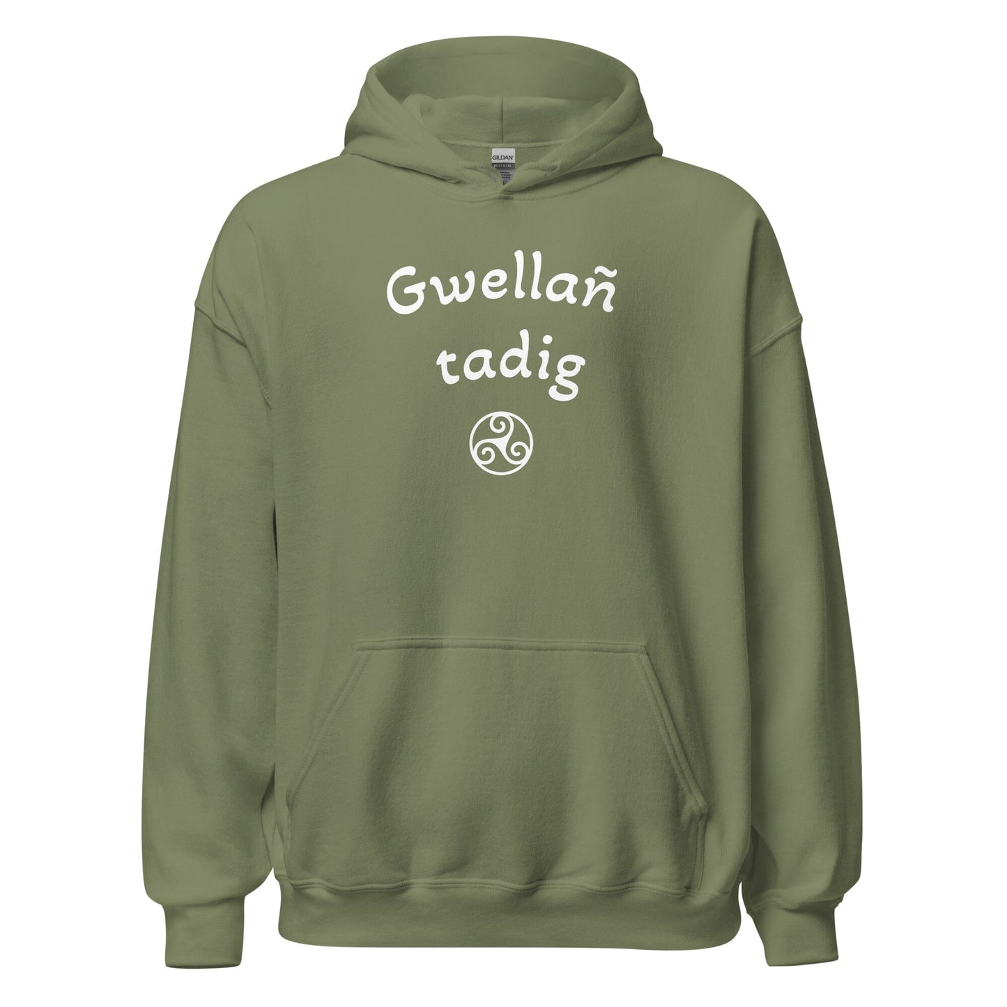 Sweat à capuche Gwellañ tadig sweatshirt Bevet Breizh Vert Militaire S