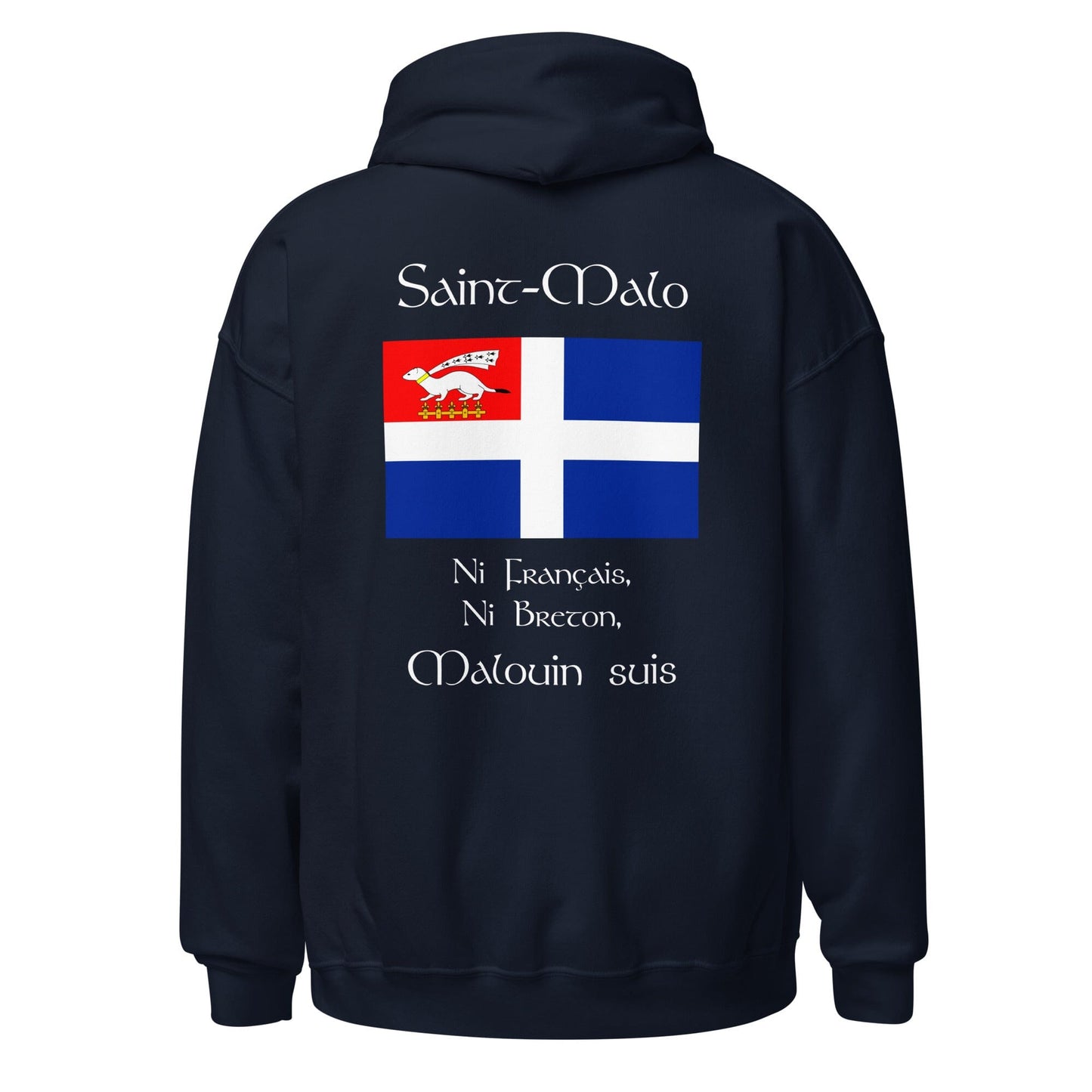 Sweat à capuche Ni Français Ni Breton Malouin suis sweat-shirt Bevet Breizh Bleu Marine S