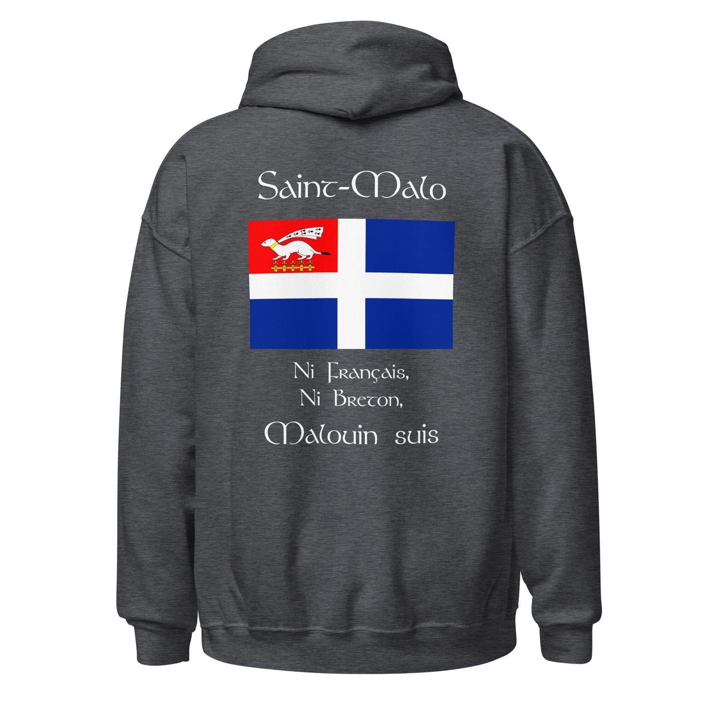 Sweat à capuche Ni Français Ni Breton Malouin suis sweat-shirt Bevet Breizh Gris Foncé Chiné S