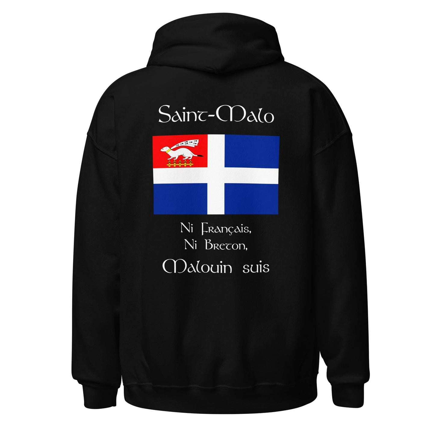 Sweat à capuche Ni Français Ni Breton Malouin suis sweat-shirt Bevet Breizh Noir S