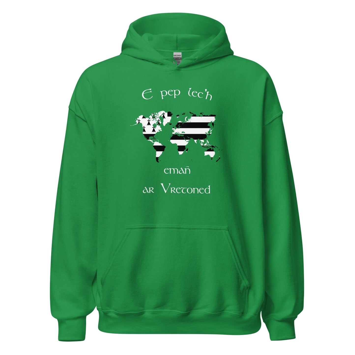 Sweat à capuche unisexe E pep lec'h emañ ar Vretoned sweatshirt Bevet Breizh Vert menthe S