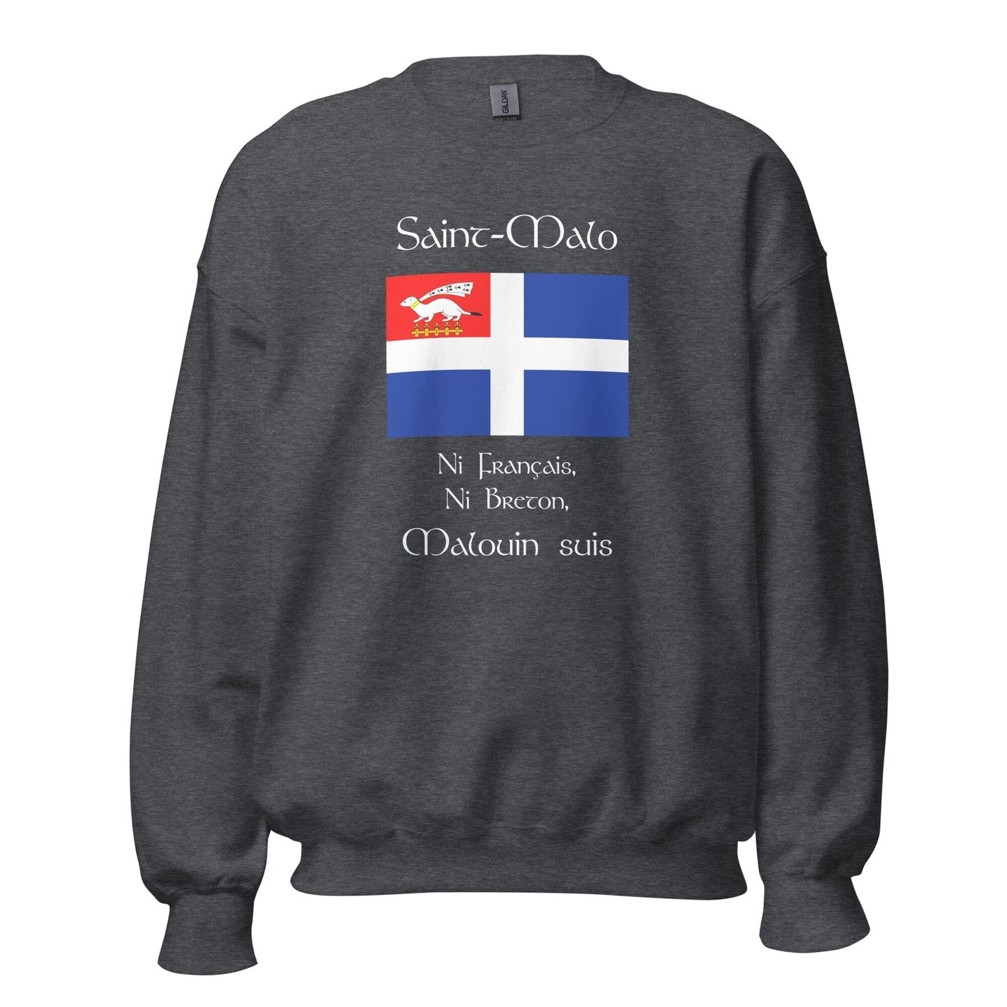 Sweat Ni Français Ni Breton Malouin suis sweat-shirt Bevet Breizh Gris Foncé Chiné S