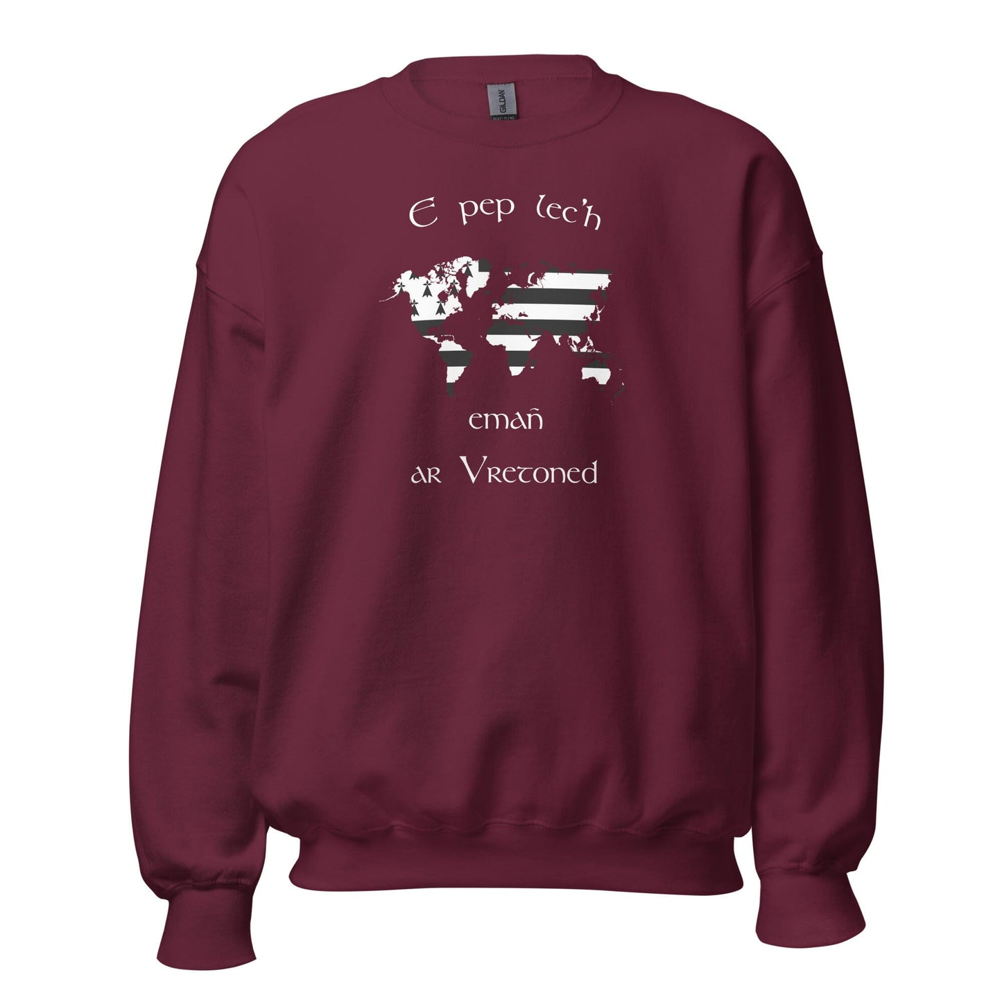 Sweat Unisexe à Col Rond E pep lec'h emañ ar Vretoned sweatshirt Bevet Breizh Bordeaux S