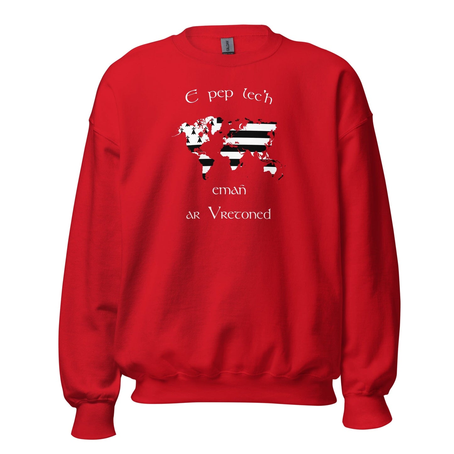 Sweat Unisexe à Col Rond E pep lec'h emañ ar Vretoned sweatshirt Bevet Breizh Rouge S
