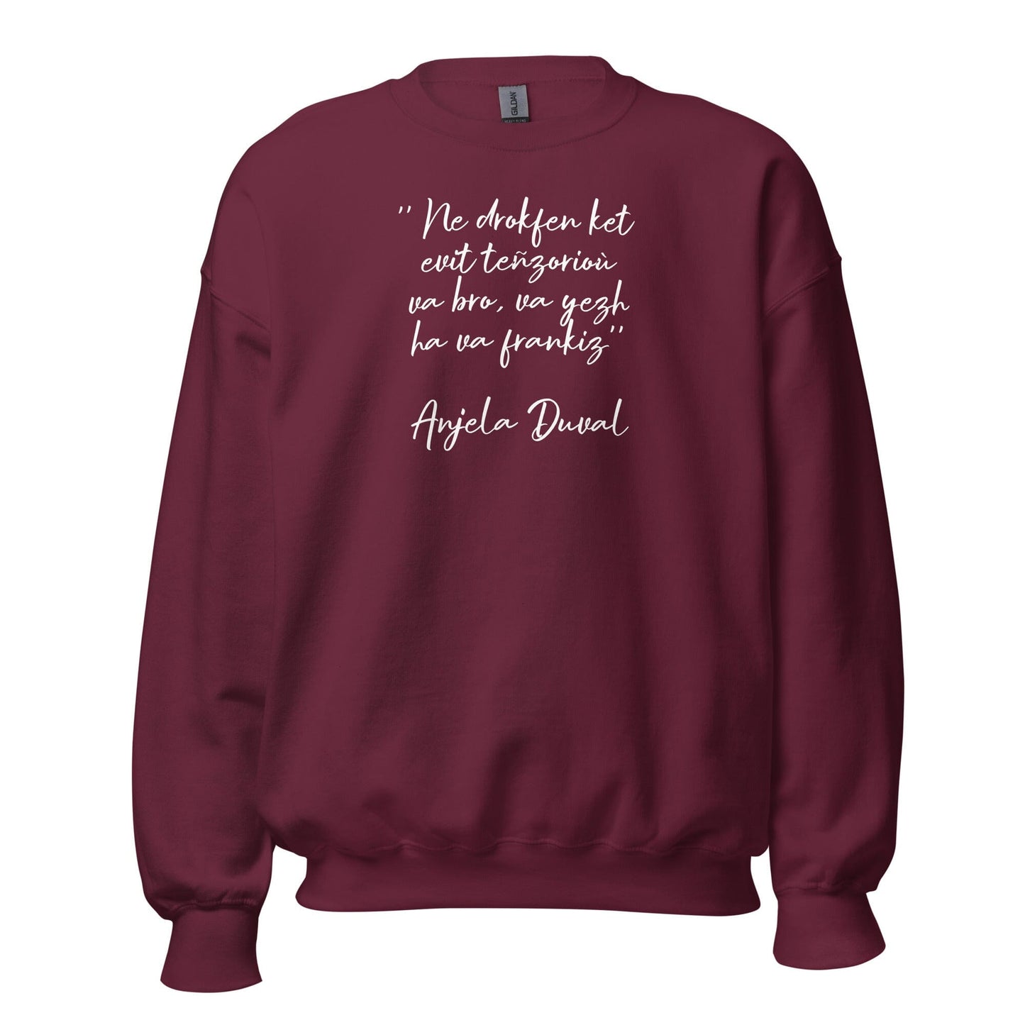 Sweat Unisexe à Col Rond Ne drokfen ket evit teñzorioù Anjela Duval sweat-shirt Bevet Breizh Bordeaux S