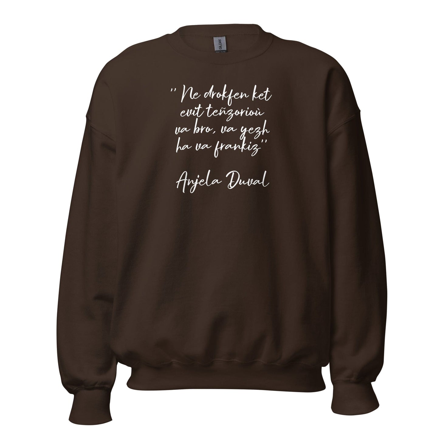 Sweat Unisexe à Col Rond Ne drokfen ket evit teñzorioù Anjela Duval sweat-shirt Bevet Breizh Chocolat Noir S
