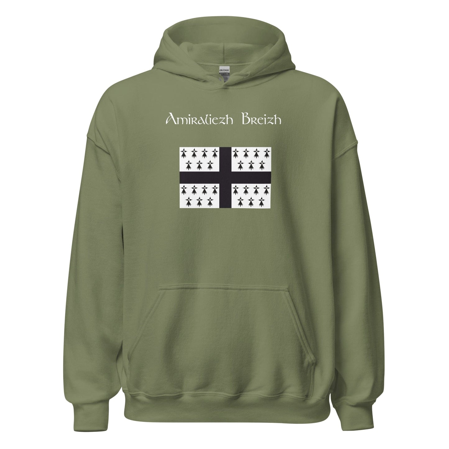 Sweatshirt à capuche amiraliezh Breizh sweat-shirt Bevet Breizh Vert Militaire S
