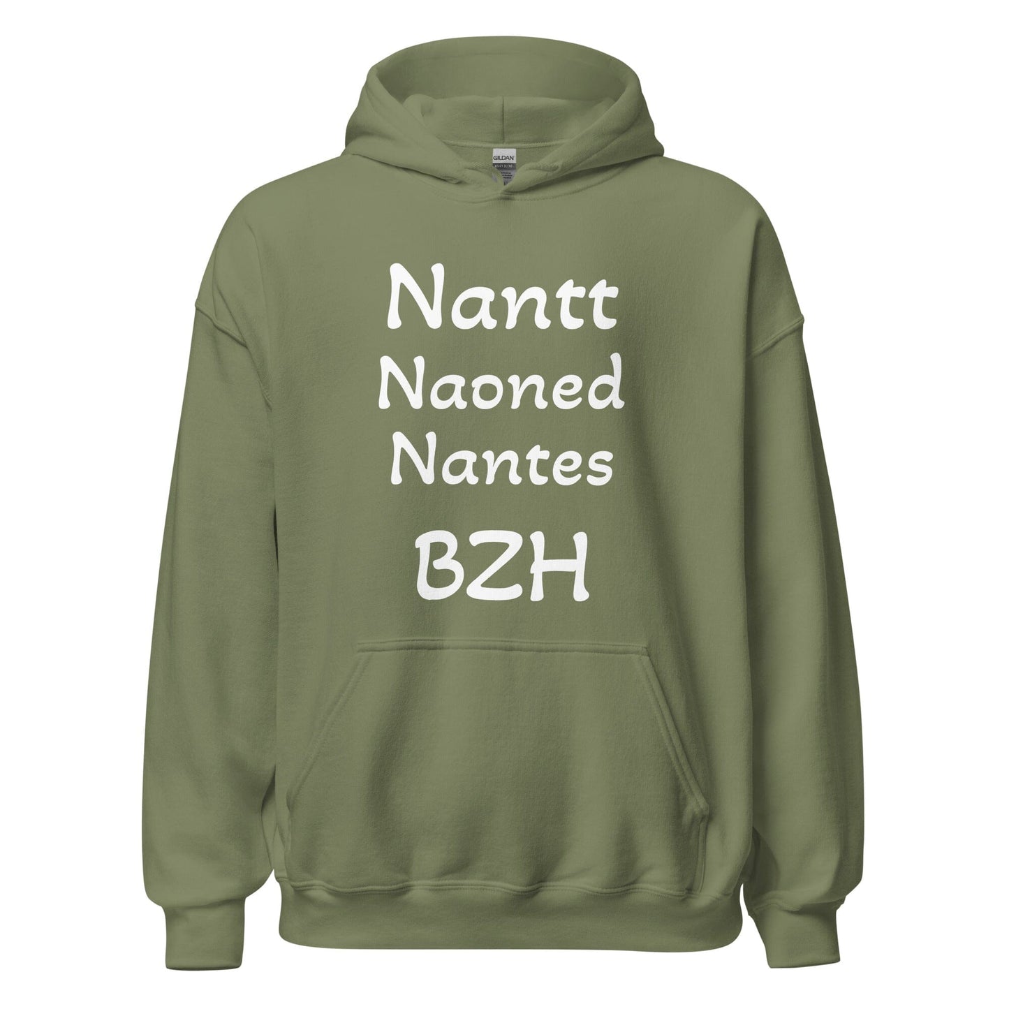 Sweatshirt à capuche pour femme Nantes=BZH sweat-shirt Bevet Breizh Vert Militaire S