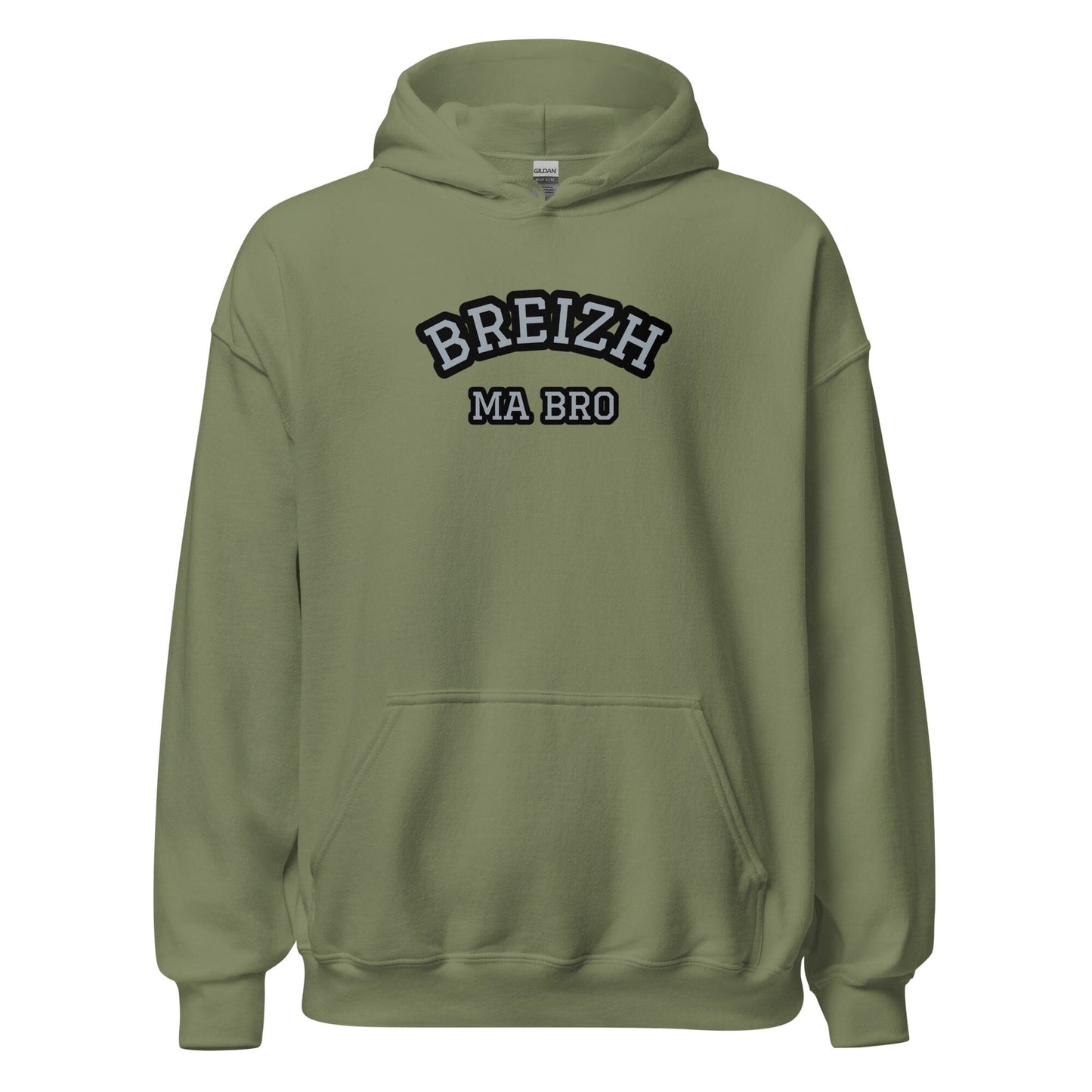 Sweatshirt Breizh ma bro unisexe à capuche sweatshirt Bevet Breizh Vert Militaire S
