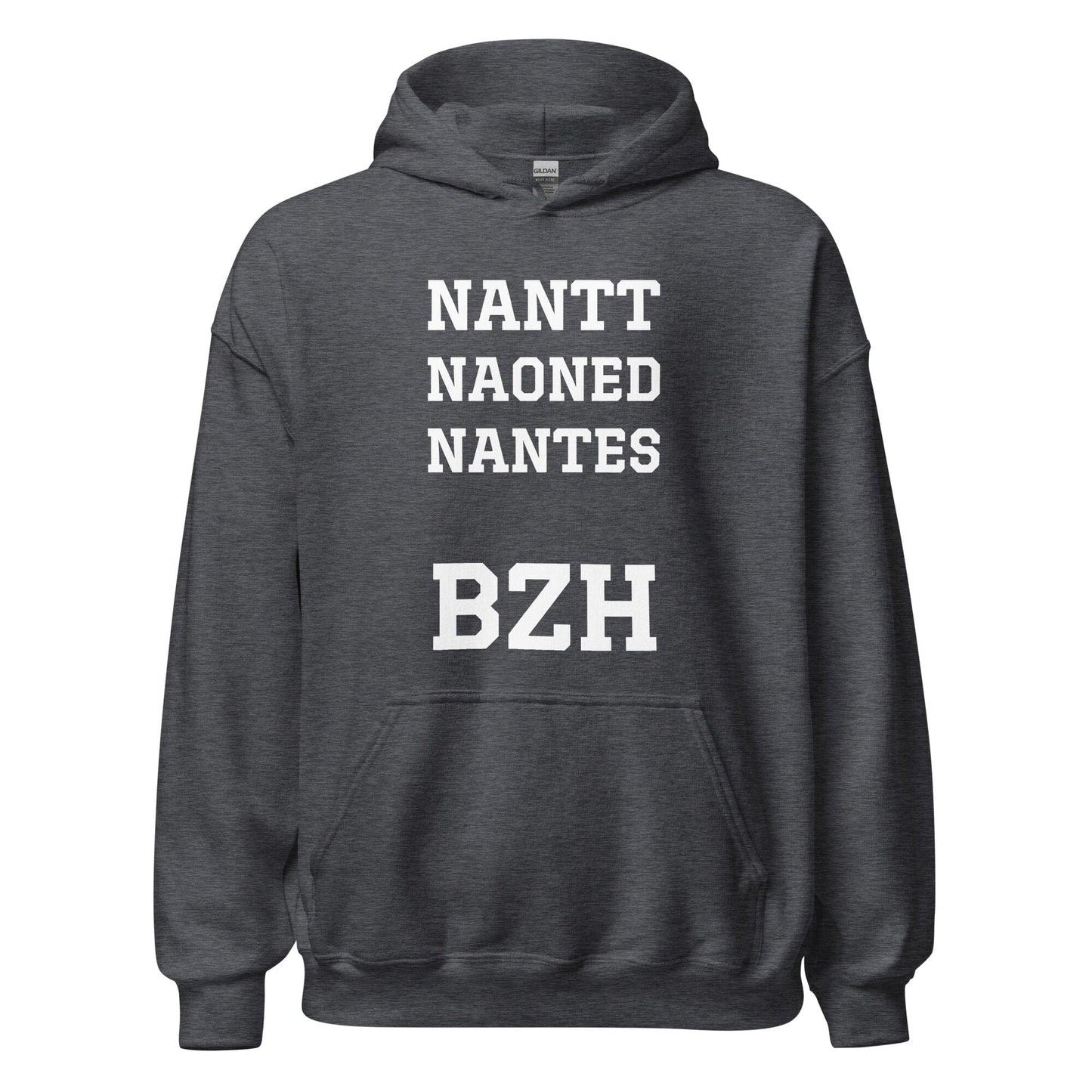 Sweatshirt homme à capuche Nantes=BZH sweat-shirt Bevet Breizh Gris Foncé Chiné S