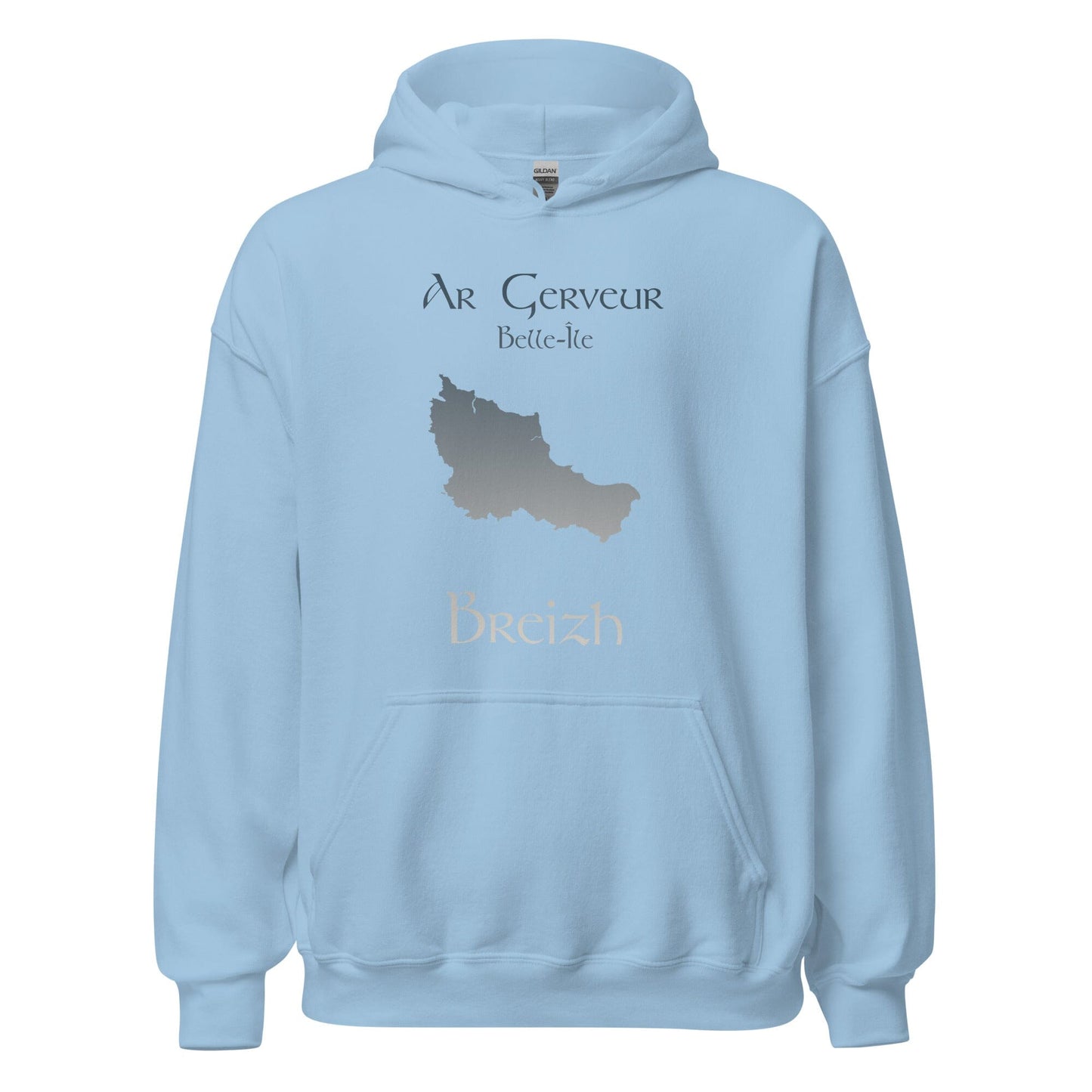 Sweatshirt unisexe à capuche Ar Gerveur Belle-Île sweat-shirt Bevet Breizh Bleu Clair S