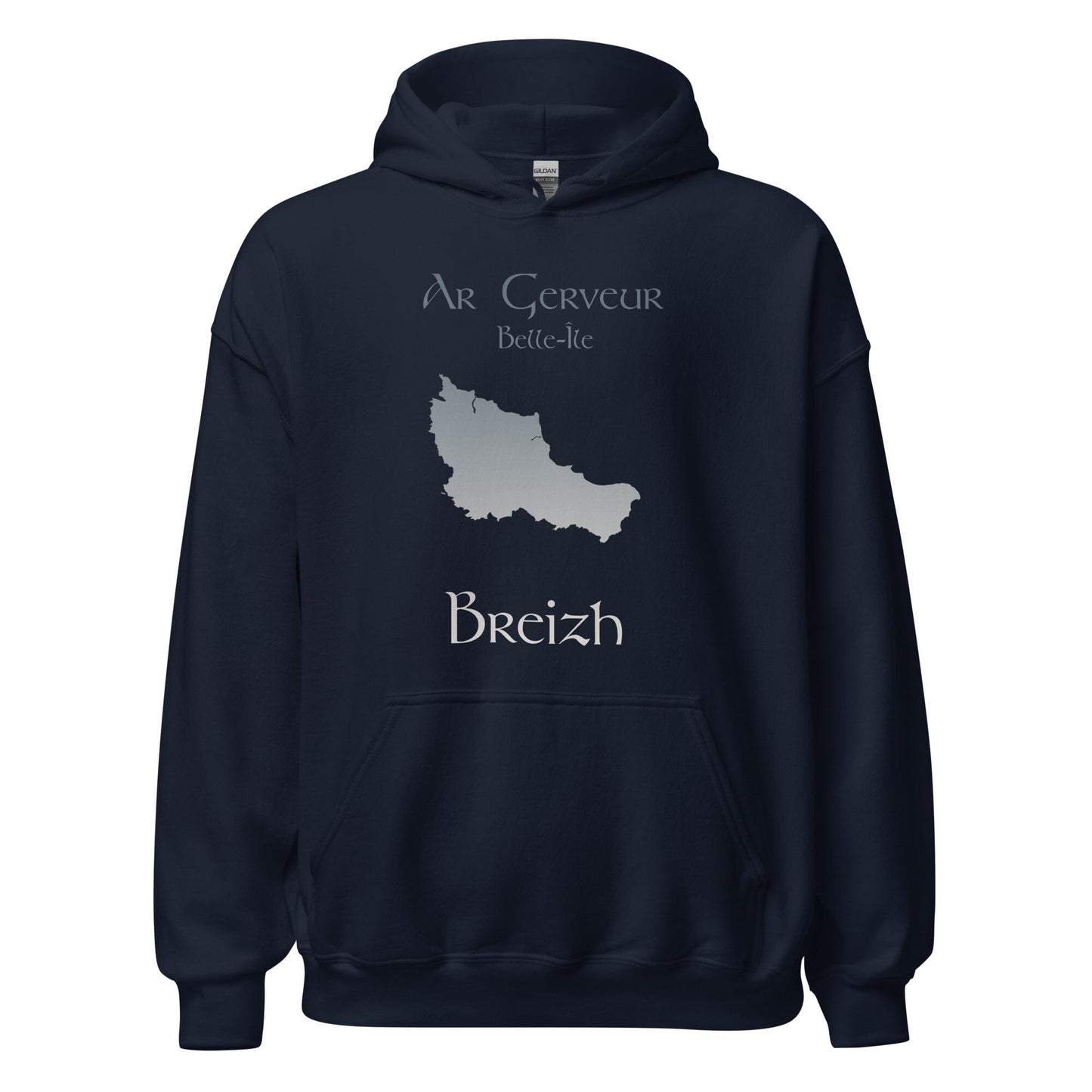 Sweatshirt unisexe à capuche Ar Gerveur Belle-Île sweat-shirt Bevet Breizh Bleu Marine S