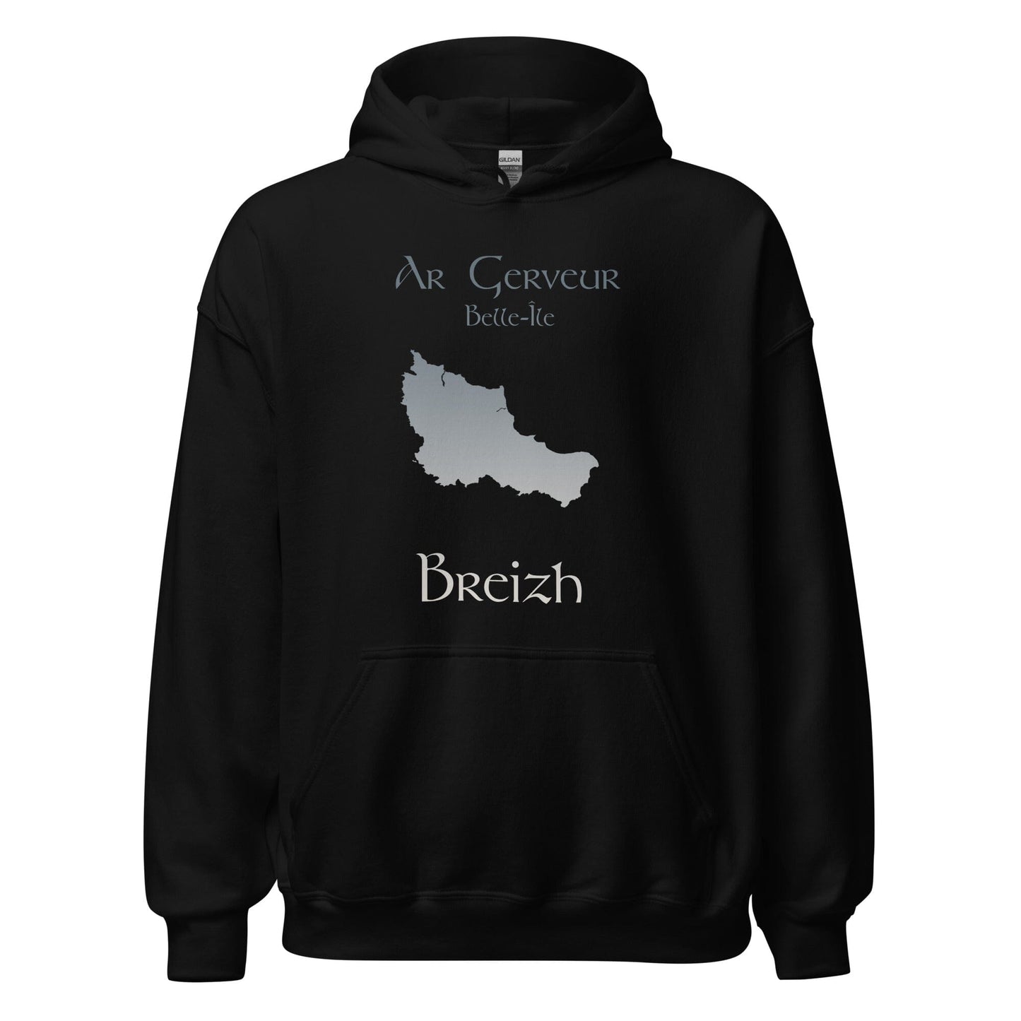 Sweatshirt unisexe à capuche Ar Gerveur Belle-Île sweat-shirt Bevet Breizh Noir S