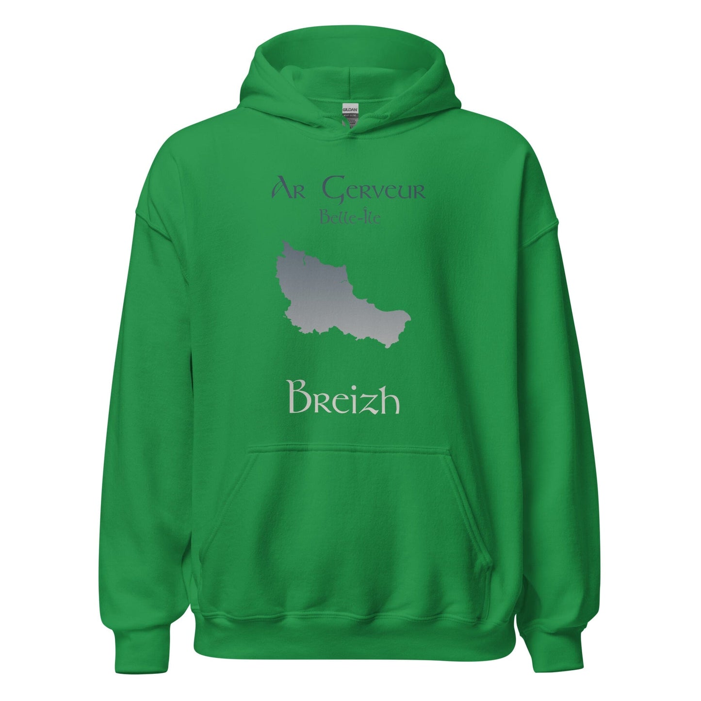 Sweatshirt unisexe à capuche Ar Gerveur Belle-Île sweat-shirt Bevet Breizh Vert menthe S