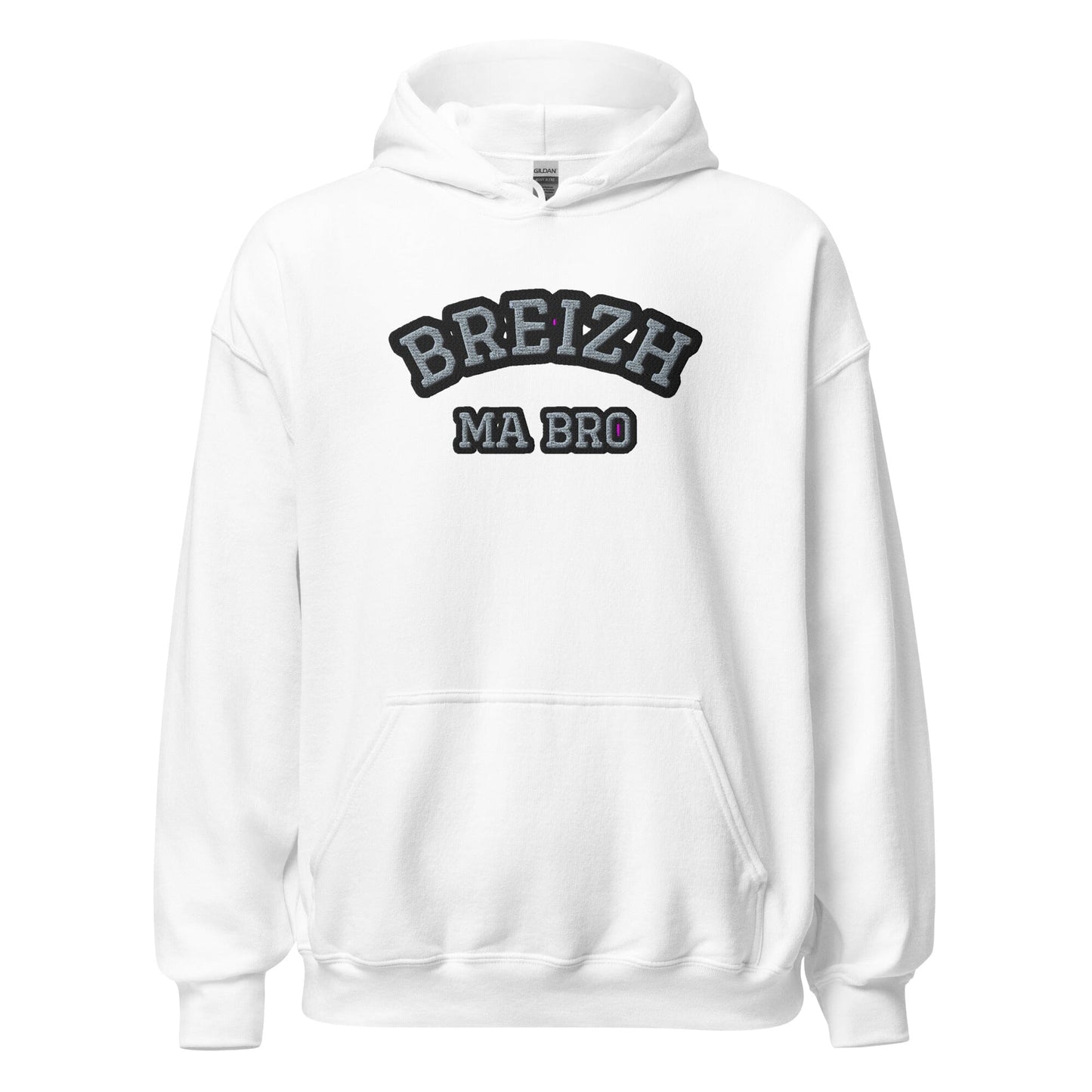 Sweatshirt unisexe à capuche brodé Breizh ma bro sweatshirt Bevet Breizh Blanc S