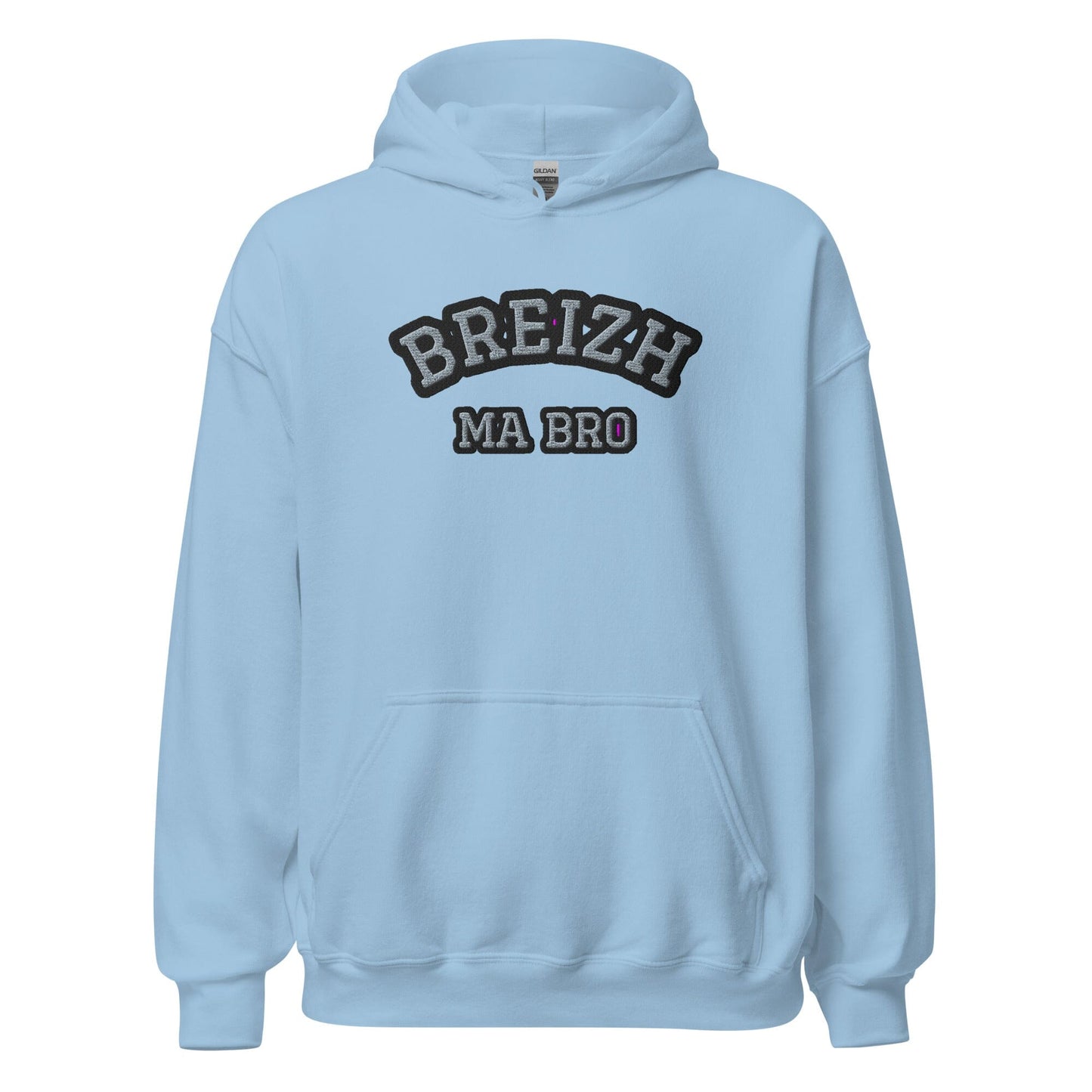 Sweatshirt unisexe à capuche brodé Breizh ma bro sweatshirt Bevet Breizh Bleu Clair S