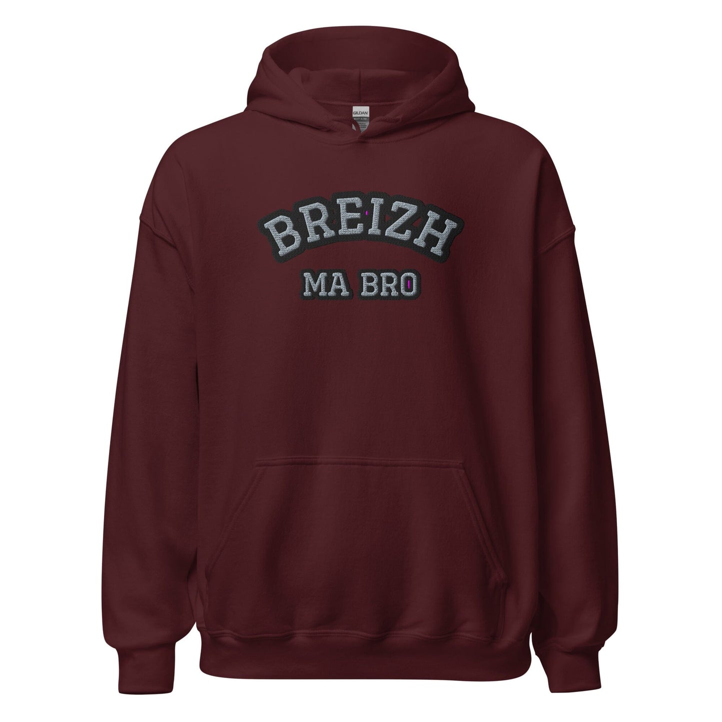 Sweatshirt unisexe à capuche brodé Breizh ma bro sweatshirt Bevet Breizh Bordeaux S