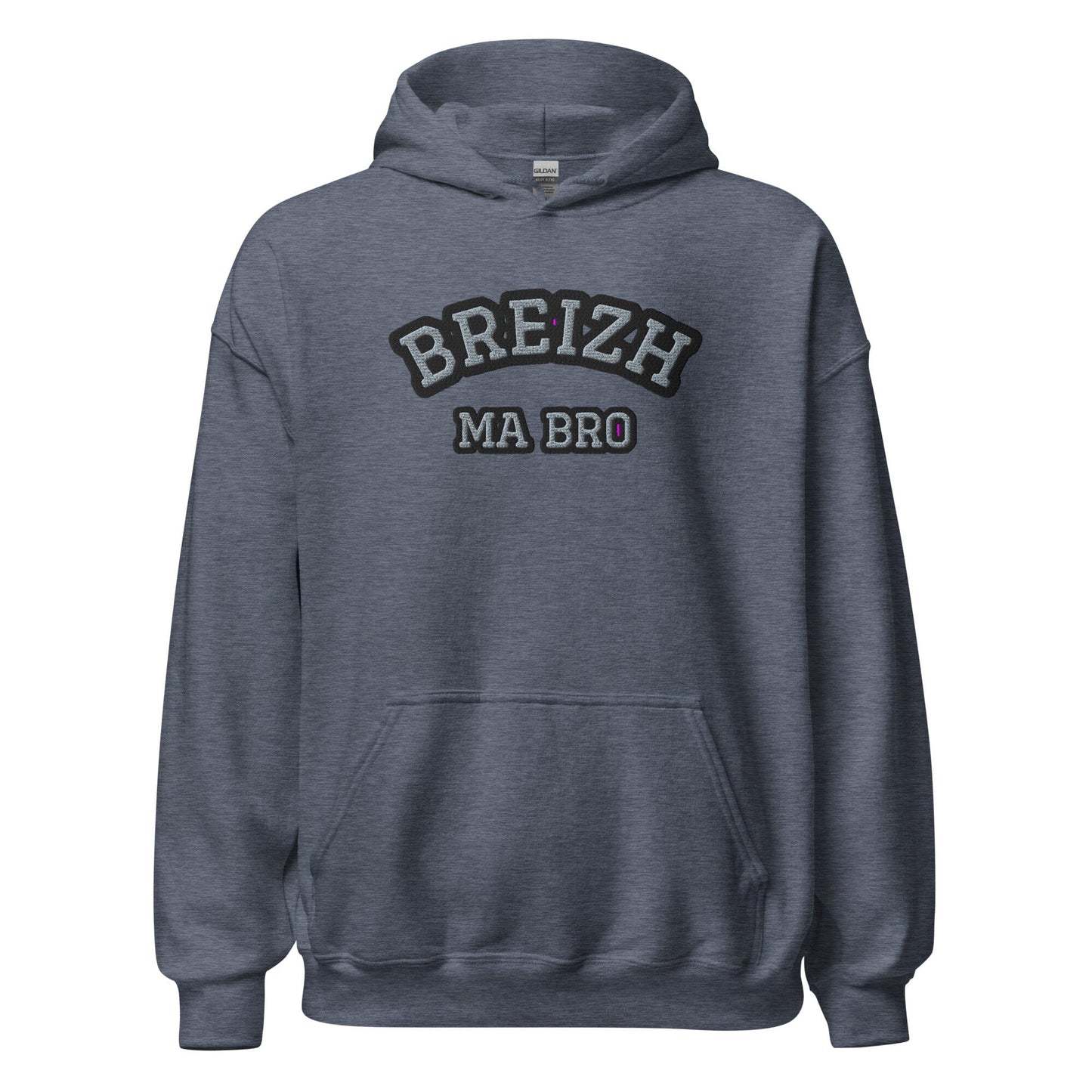 Sweatshirt unisexe à capuche brodé Breizh ma bro sweatshirt Bevet Breizh Heather Sport Dark Navy S