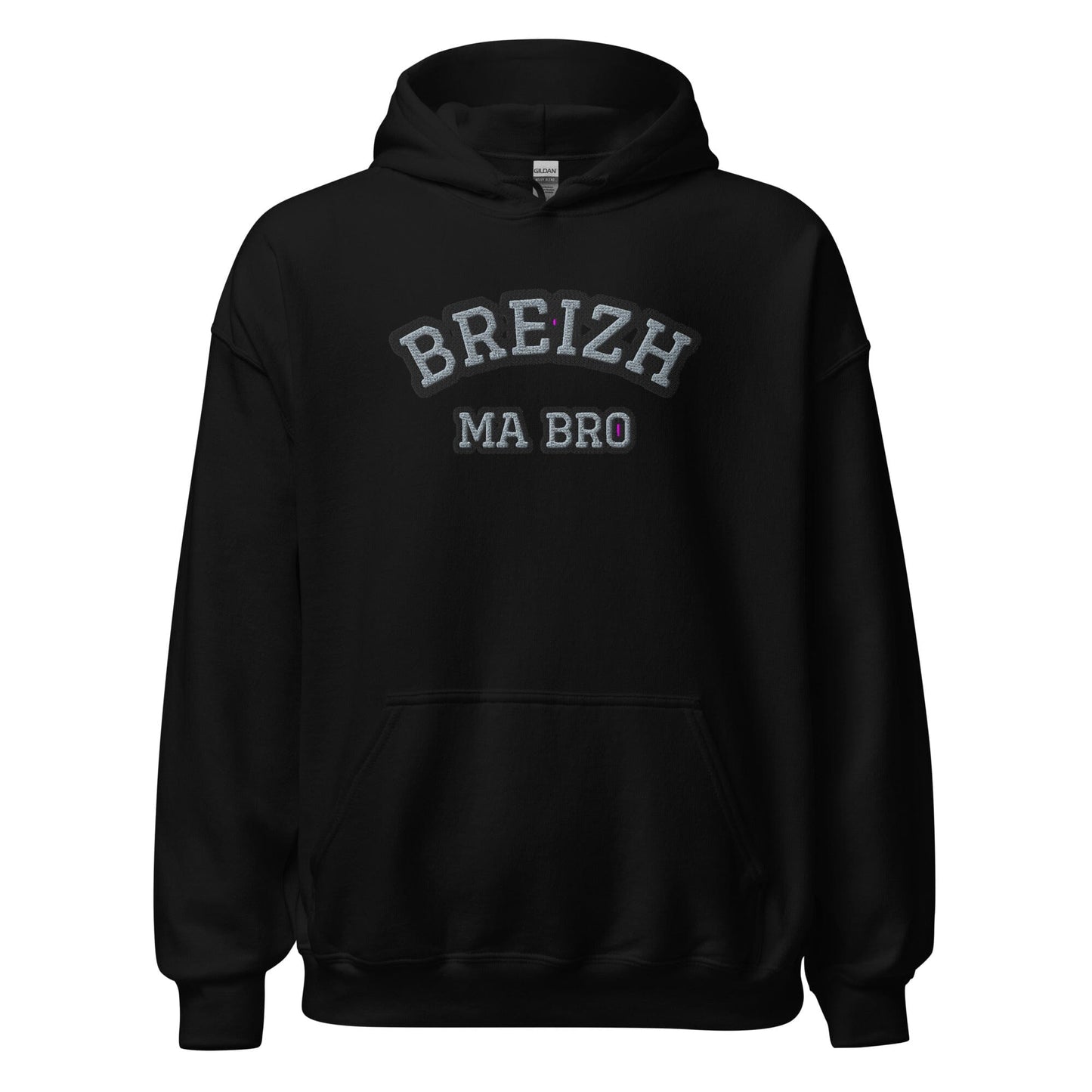 Sweatshirt unisexe à capuche brodé Breizh ma bro sweatshirt Bevet Breizh Noir S
