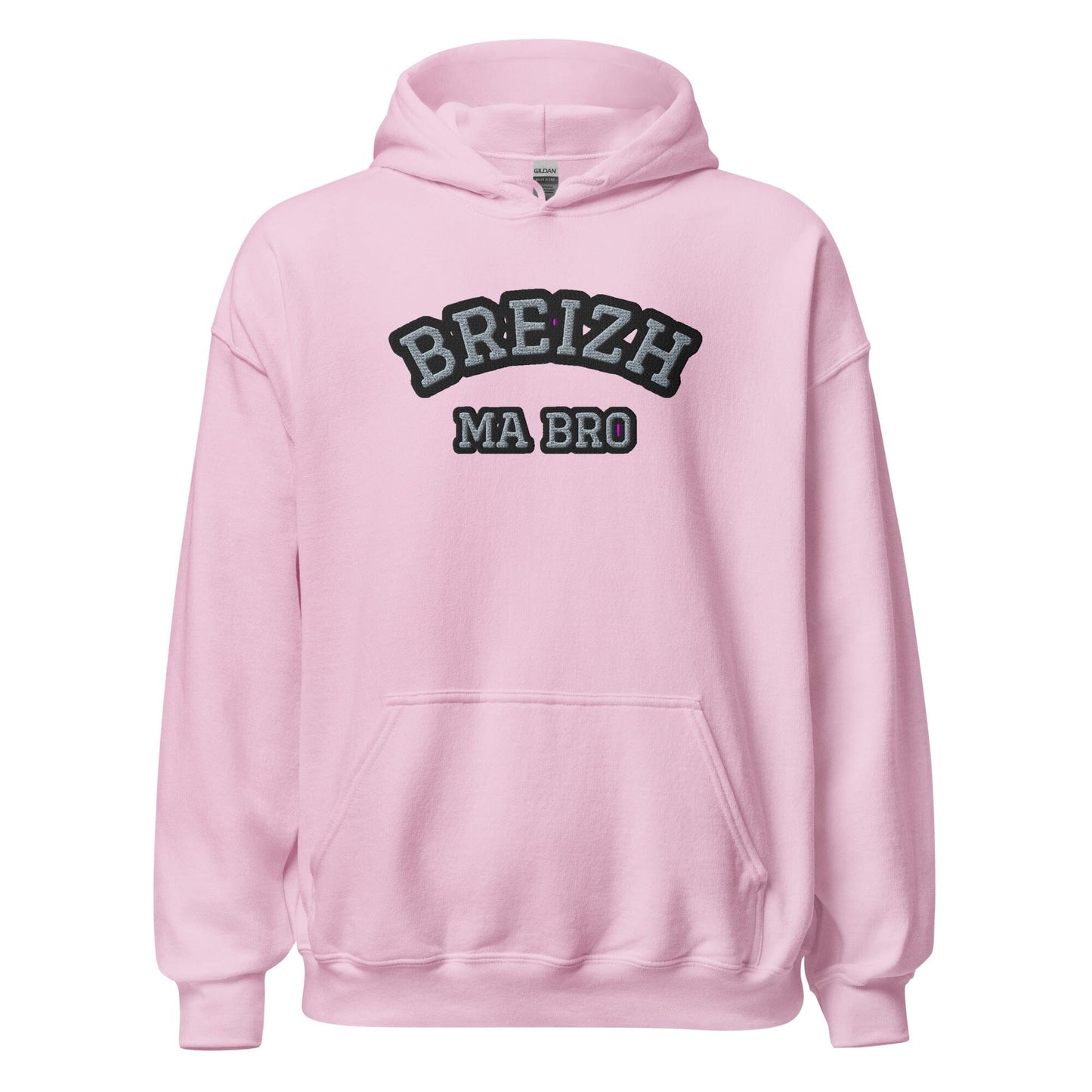 Sweatshirt unisexe à capuche brodé Breizh ma bro sweatshirt Bevet Breizh Rose Clair S