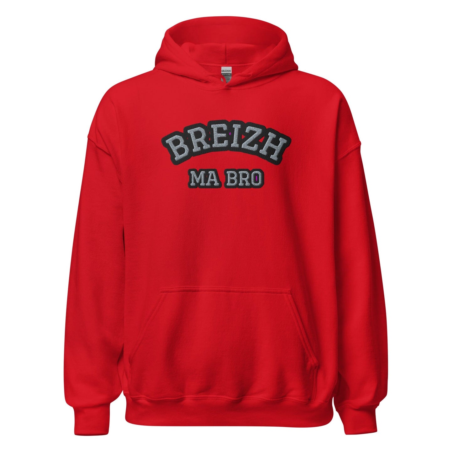 Sweatshirt unisexe à capuche brodé Breizh ma bro sweatshirt Bevet Breizh Rouge S