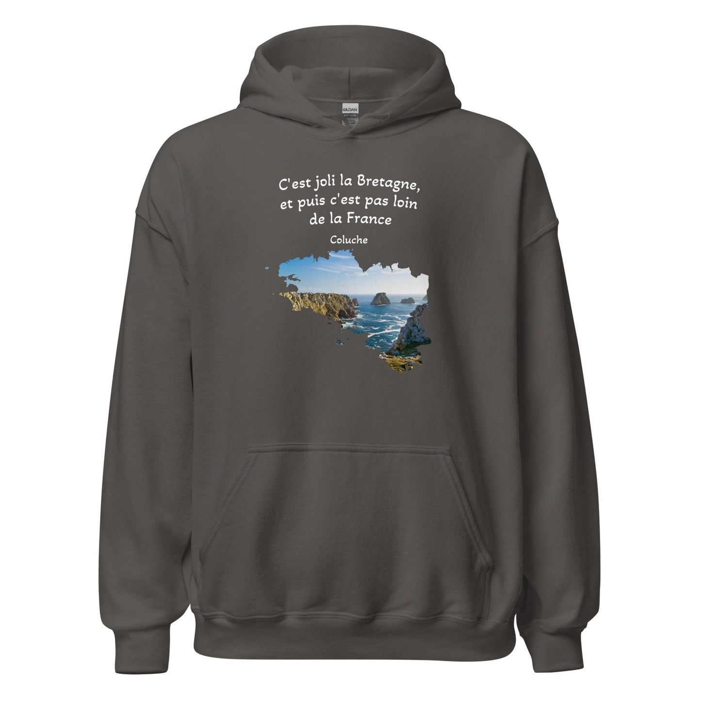 Sweatshirt unisexe à capuche c'est joli la Bretagne Coluche sweat-shirt Bevet Breizh Anthracite S