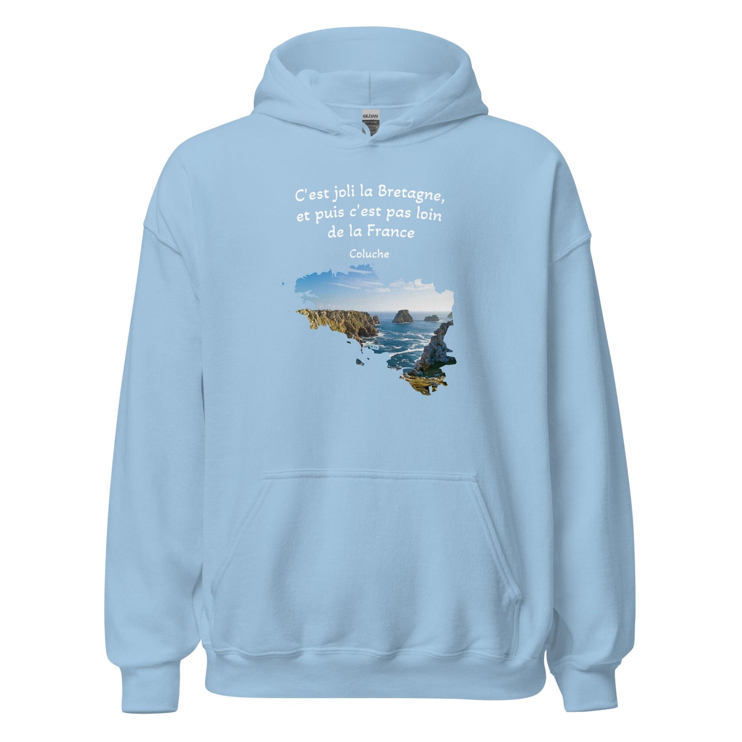 Sweatshirt unisexe à capuche c'est joli la Bretagne Coluche sweat-shirt Bevet Breizh Bleu Clair S