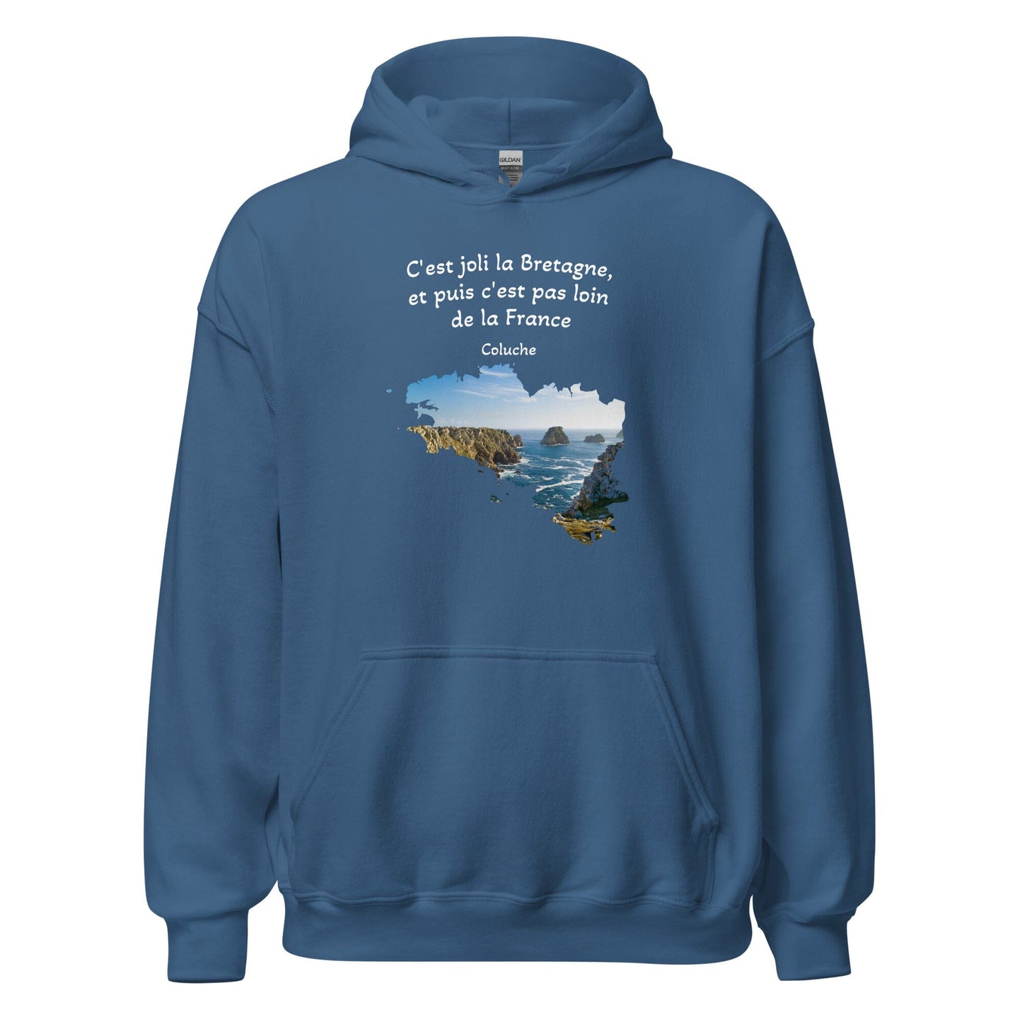 Sweatshirt unisexe à capuche c'est joli la Bretagne Coluche sweat-shirt Bevet Breizh Bleu Indigo S