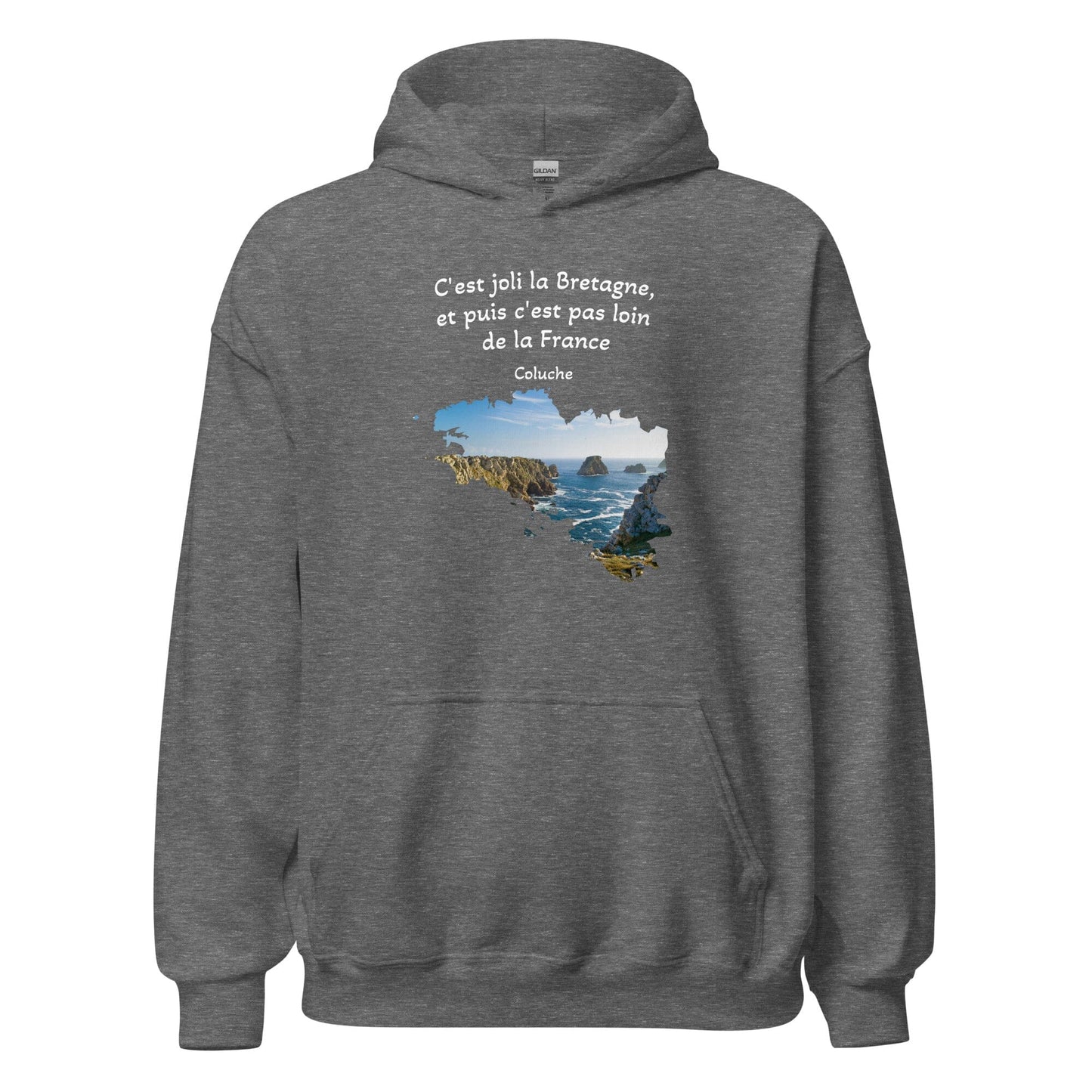 Sweatshirt unisexe à capuche c'est joli la Bretagne Coluche sweat-shirt Bevet Breizh Graphite Heather S