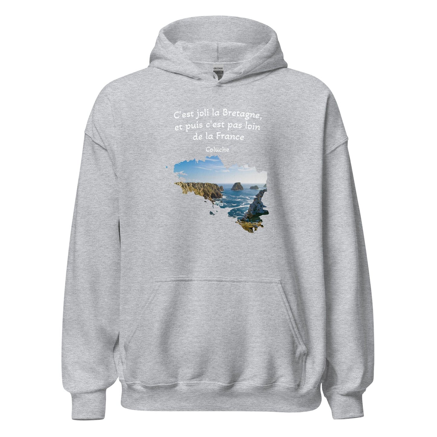 Sweatshirt unisexe à capuche c'est joli la Bretagne Coluche sweat-shirt Bevet Breizh Gris Sport S