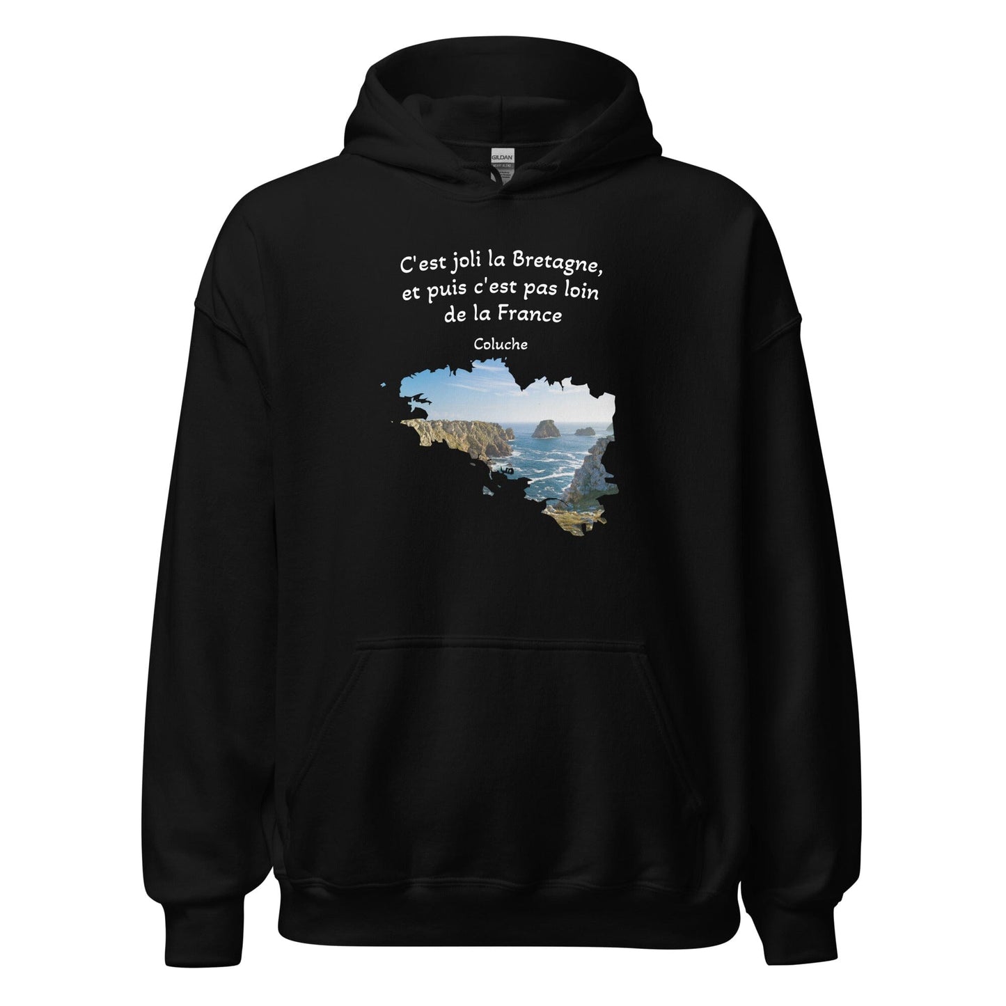Sweatshirt unisexe à capuche c'est joli la Bretagne Coluche sweat-shirt Bevet Breizh Noir S