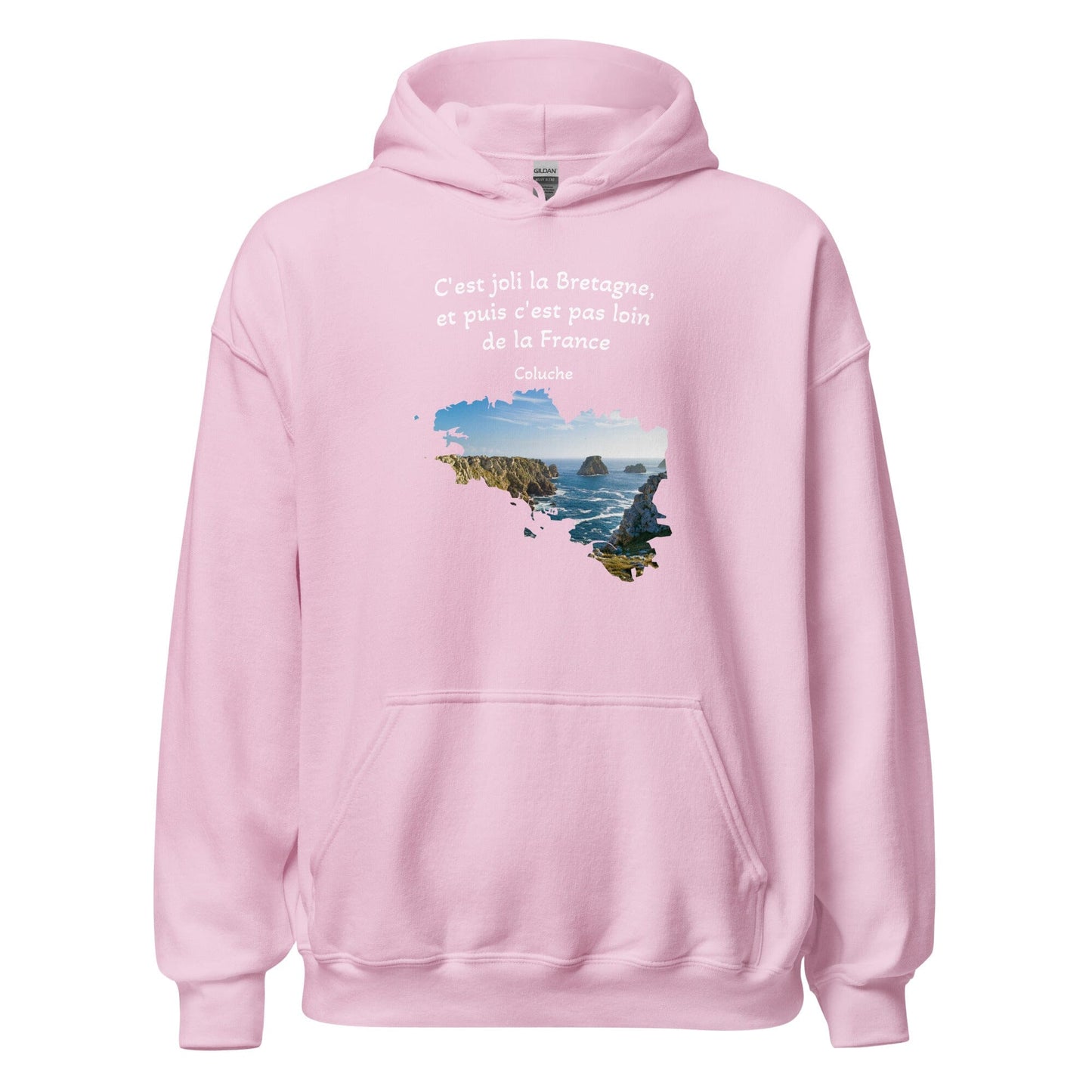 Sweatshirt unisexe à capuche c'est joli la Bretagne Coluche sweat-shirt Bevet Breizh Rose Clair S