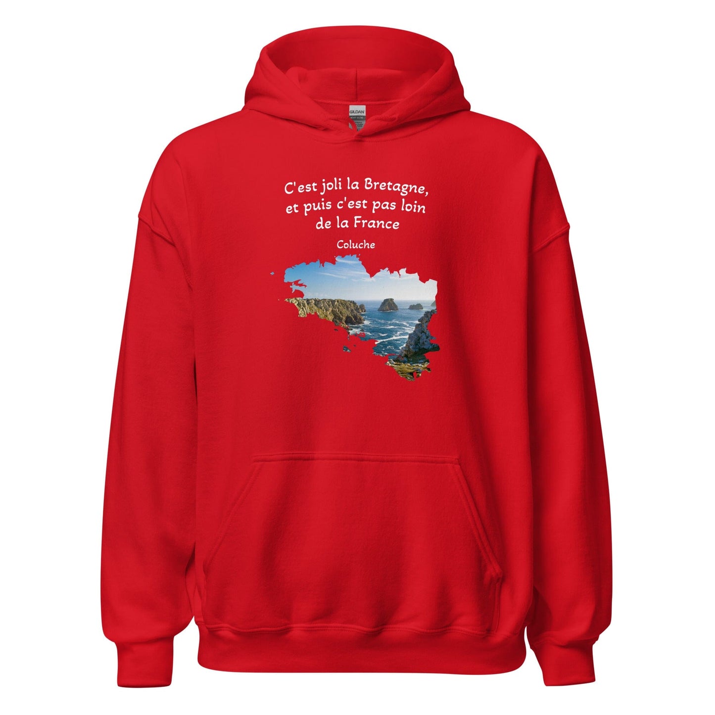 Sweatshirt unisexe à capuche c'est joli la Bretagne Coluche sweat-shirt Bevet Breizh Rouge S