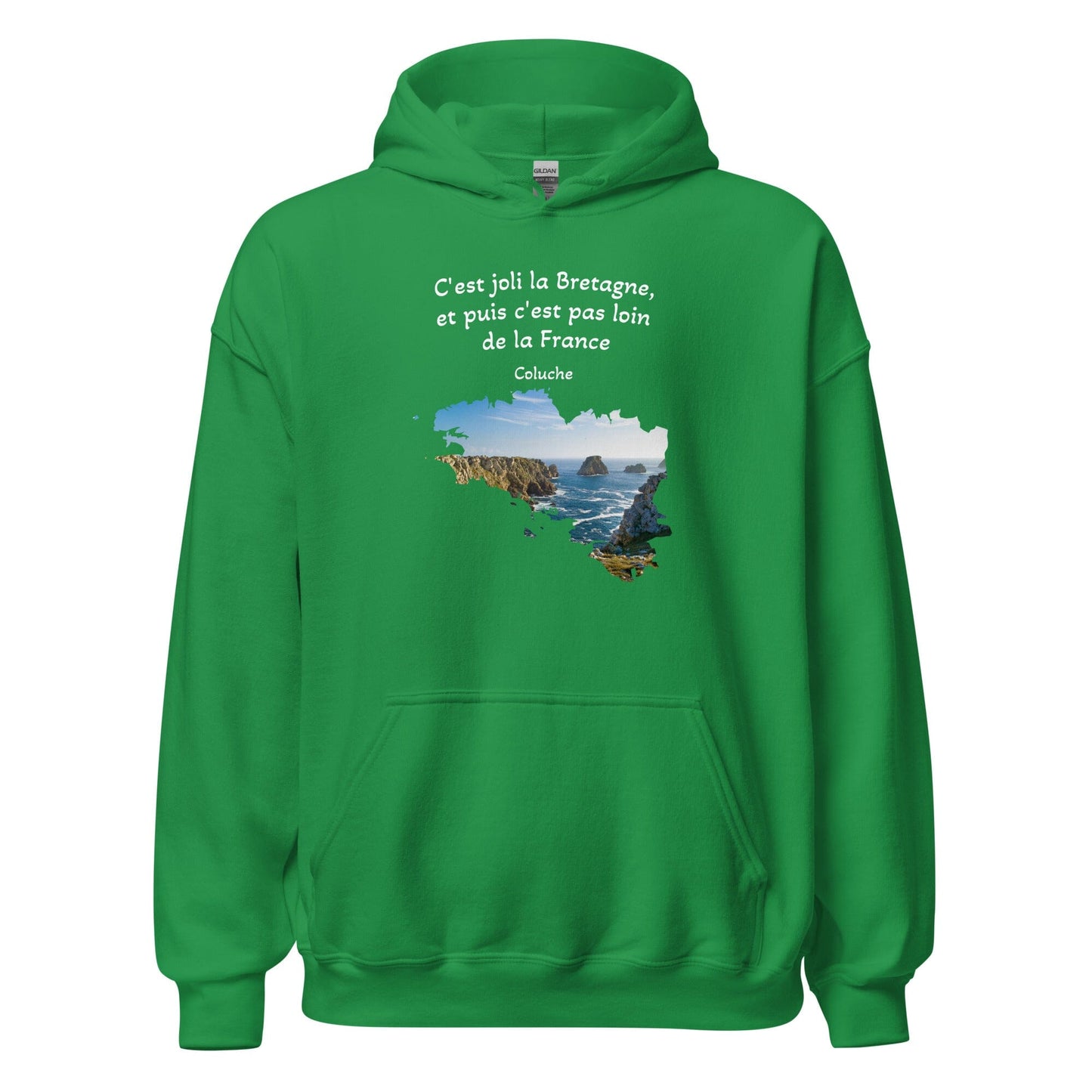 Sweatshirt unisexe à capuche c'est joli la Bretagne Coluche sweat-shirt Bevet Breizh Vert menthe S
