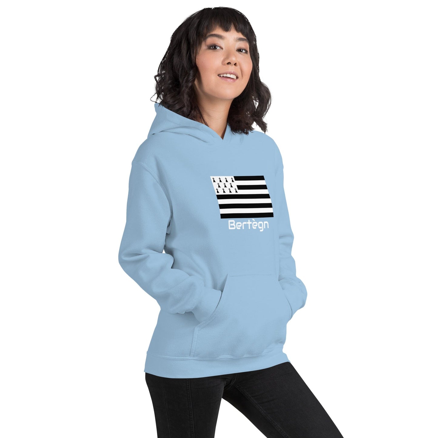Sweatshirt unisexe à capuche Gwenn Ha Du Bertègn sweat-shirt Bevet Breizh Bleu Clair S