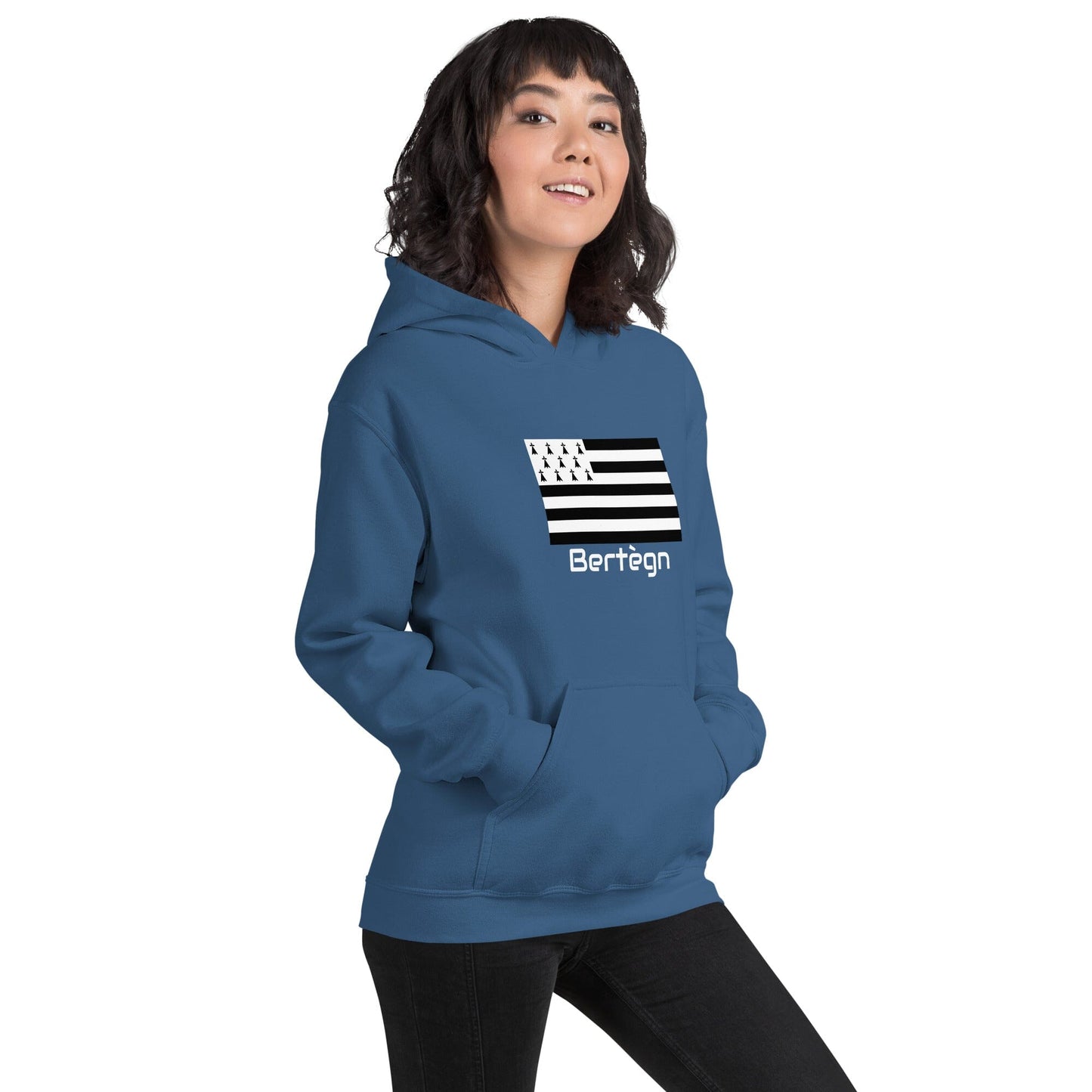 Sweatshirt unisexe à capuche Gwenn Ha Du Bertègn sweat-shirt Bevet Breizh Bleu Indigo S