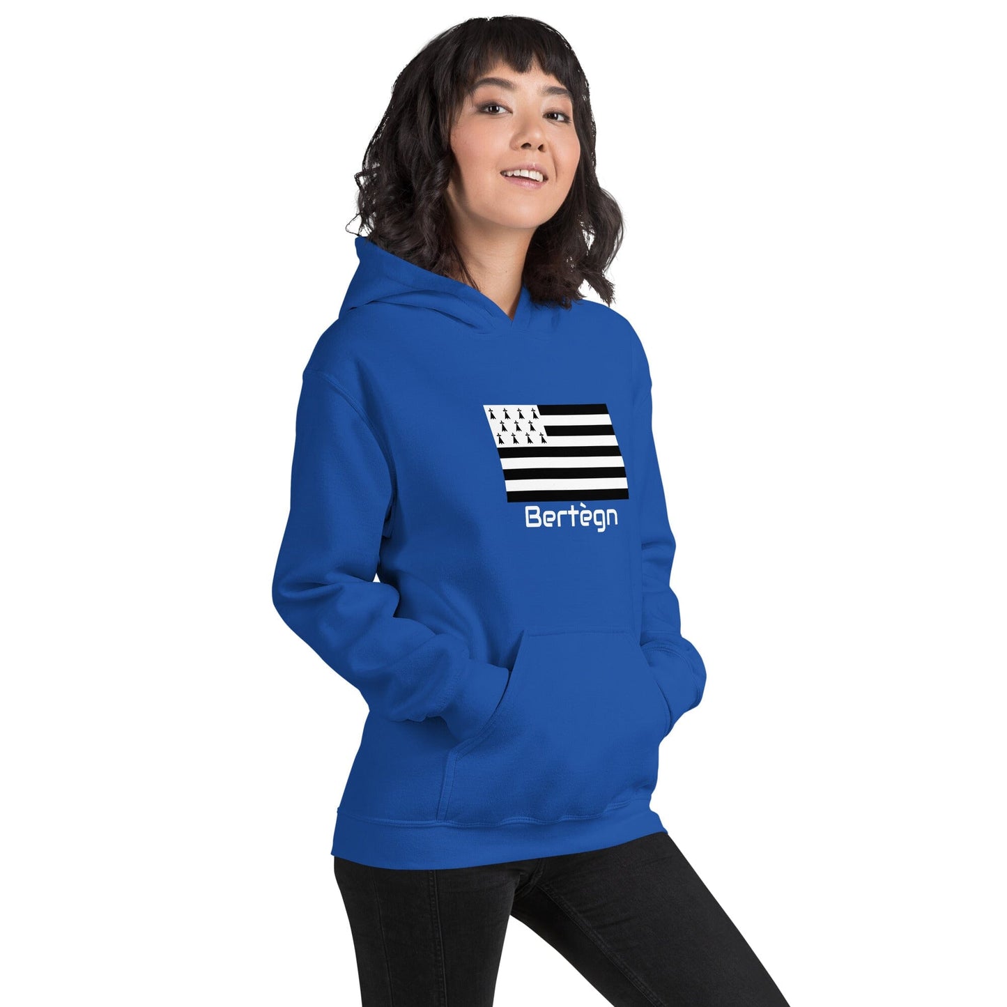Sweatshirt unisexe à capuche Gwenn Ha Du Bertègn sweat-shirt Bevet Breizh Bleu Roi S