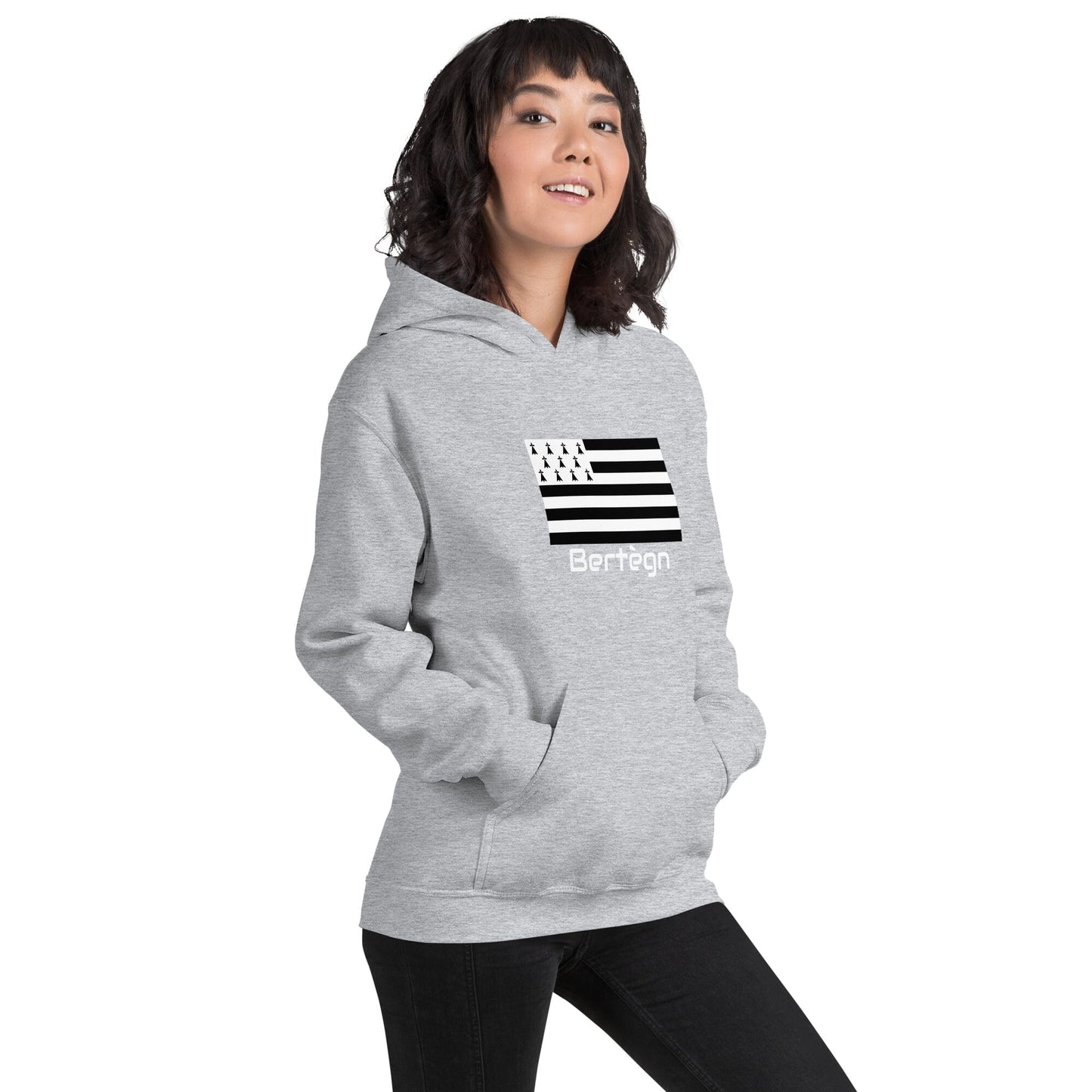 Sweatshirt unisexe à capuche Gwenn Ha Du Bertègn sweat-shirt Bevet Breizh Gris Sport S